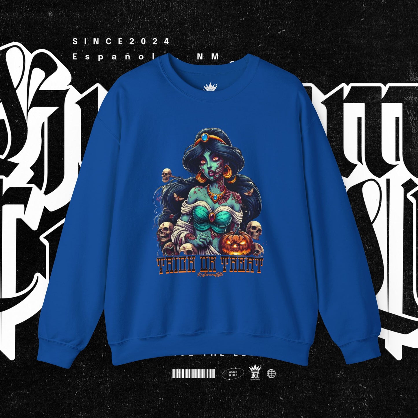 Spooky Vibes " Trick Or Treat" Crewneck Sweatshirt - Trick or Treat, Halloween Apparel, Unisex Sweatshirt, Cozy Fall Fashion, Gift for Her