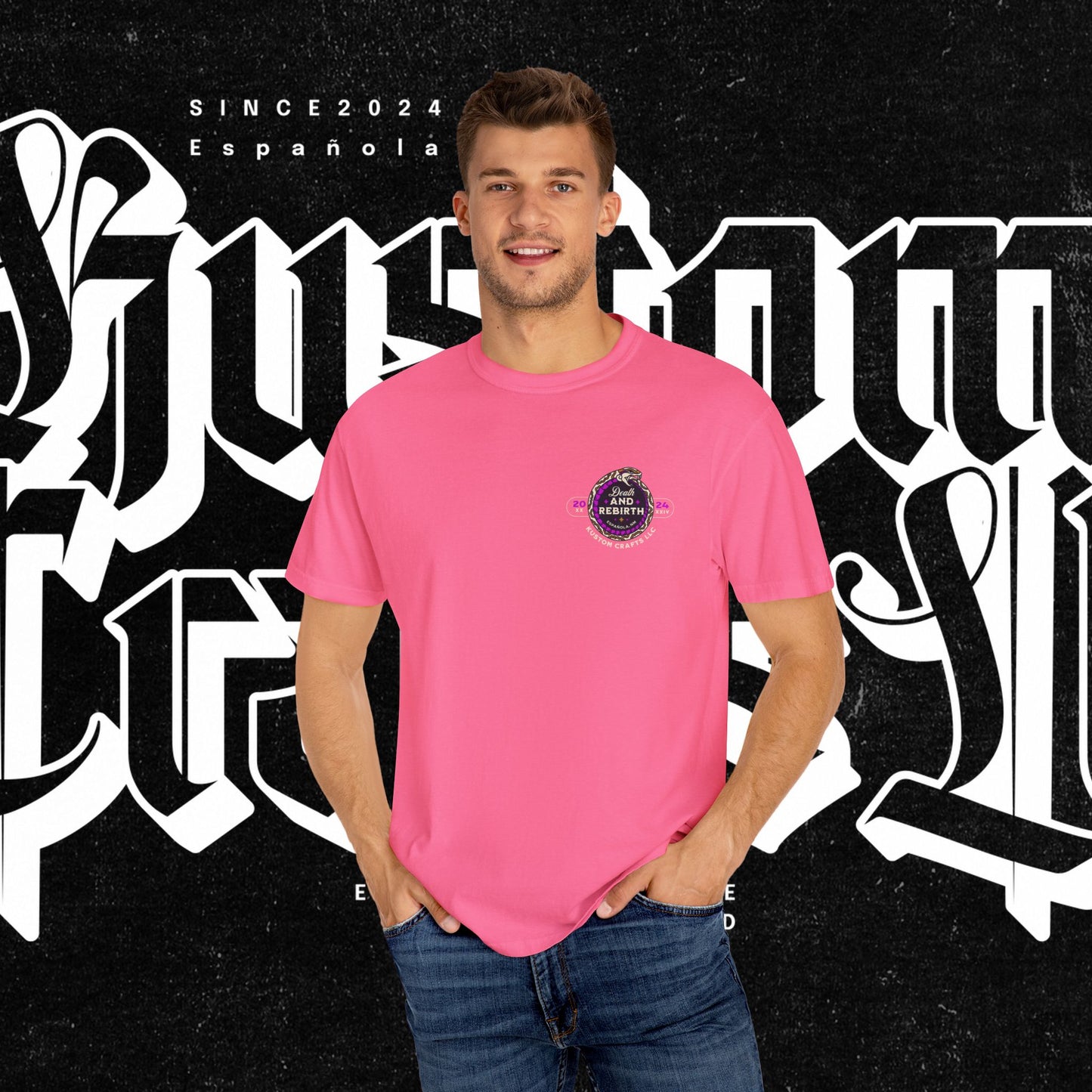 Death and Rebirth Bright Purple/Pink Snake Graphic Tee, Death Rebirth Unisex T-shirt, Streetwear Alternative Fashion, Serpent Design Shirt, Edgy Clothing