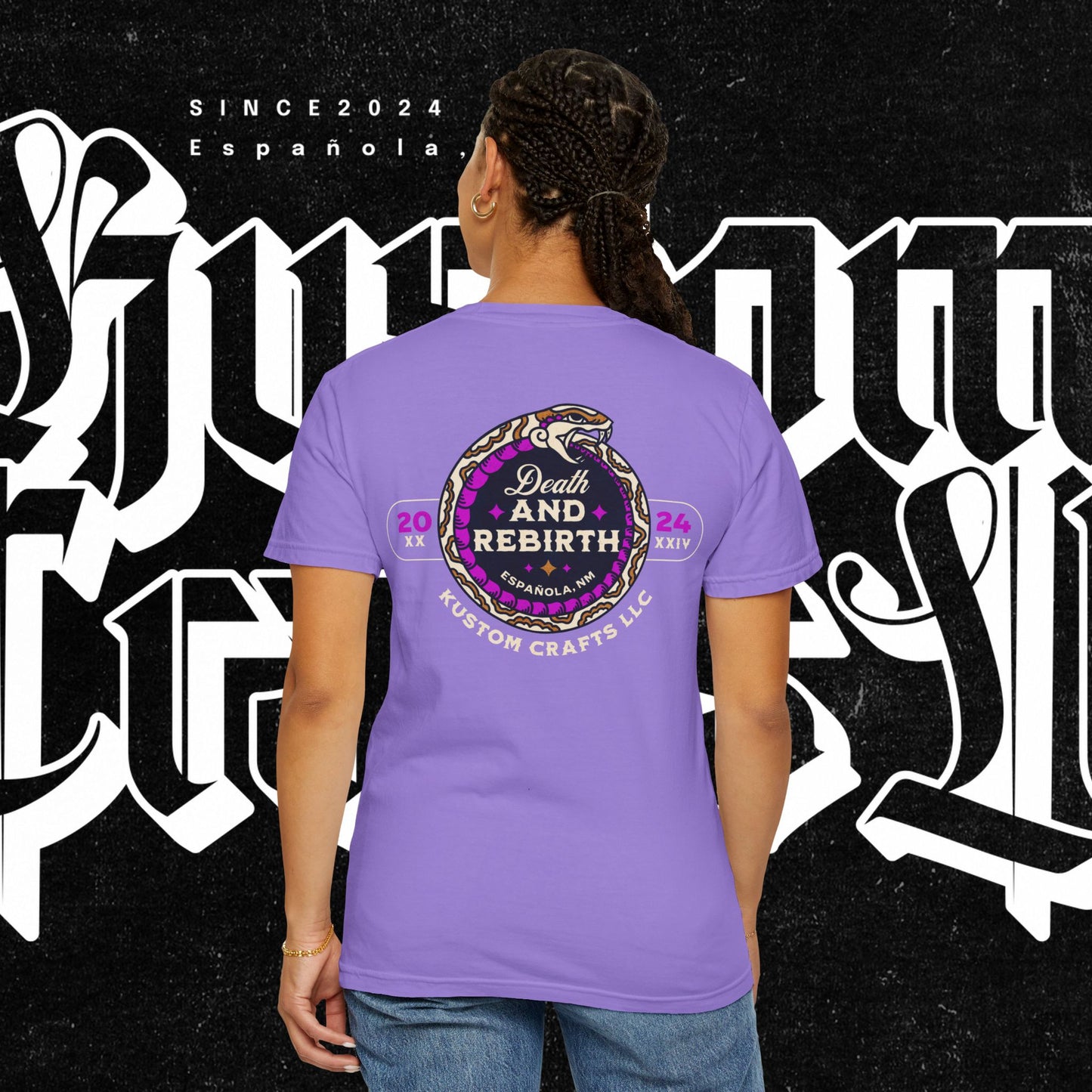 Death and Rebirth Bright Purple/Pink Snake Graphic Tee, Death Rebirth Unisex T-shirt, Streetwear Alternative Fashion, Serpent Design Shirt, Edgy Clothing