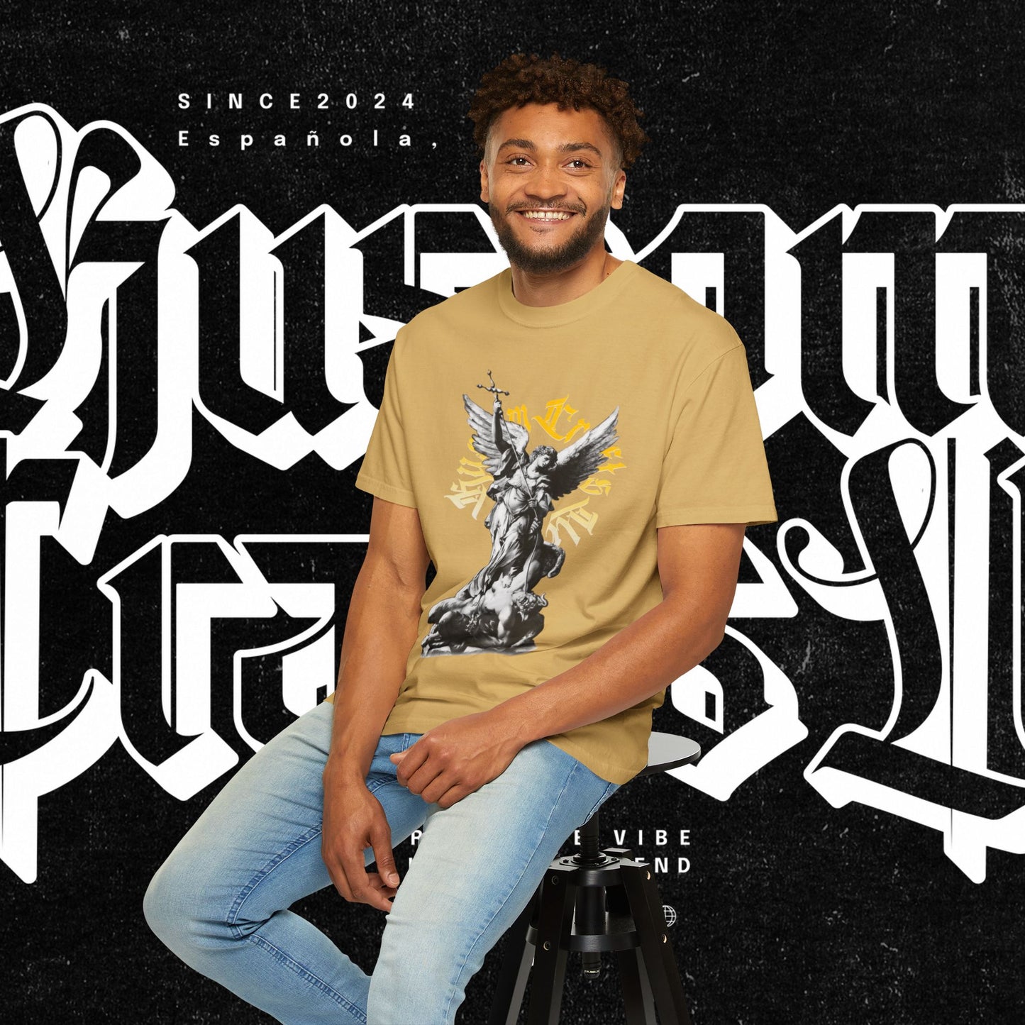 Saint Micheal Vintage-Inspired Graphic T-Shirt featuring Angel Design, Perfect for Casual Wear, Gift for Art Lovers, Streetwear Essential, Unisex Tee