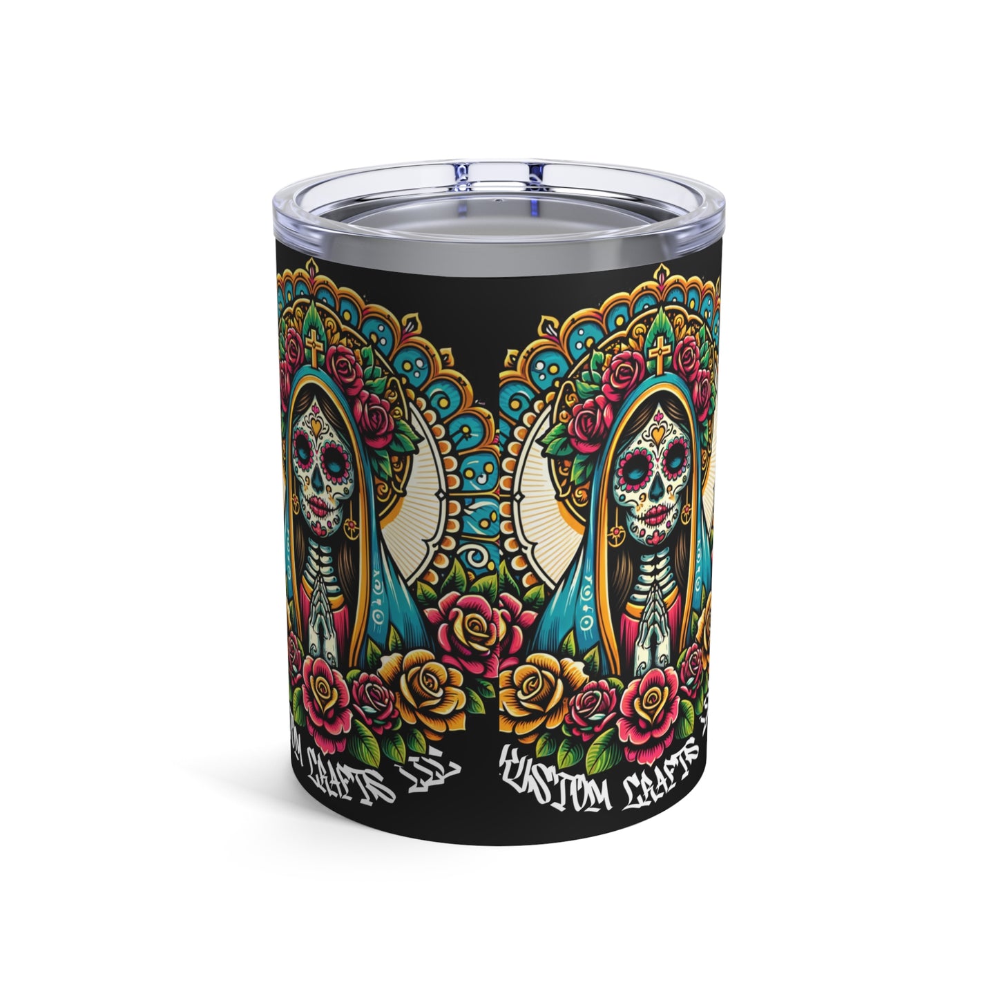 Custom Day of the Dead Tumbler, Vibrant Floral Skeleton Travel Cup, Unique Gift for Halloween, Dia de los Muertos, Coffee Drinkers