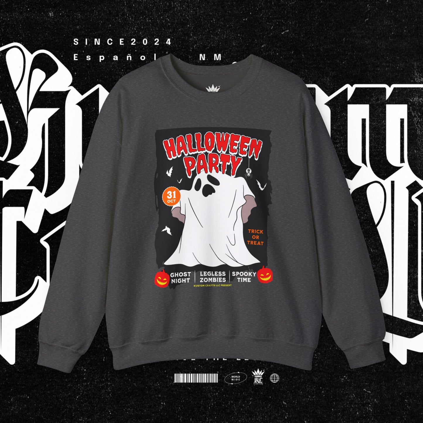 Halloween Party Sweatshirt, Spooky Season Apparel, Ghost Design Crewneck, Unisex Halloween Gift, Cozy Fall Fashion