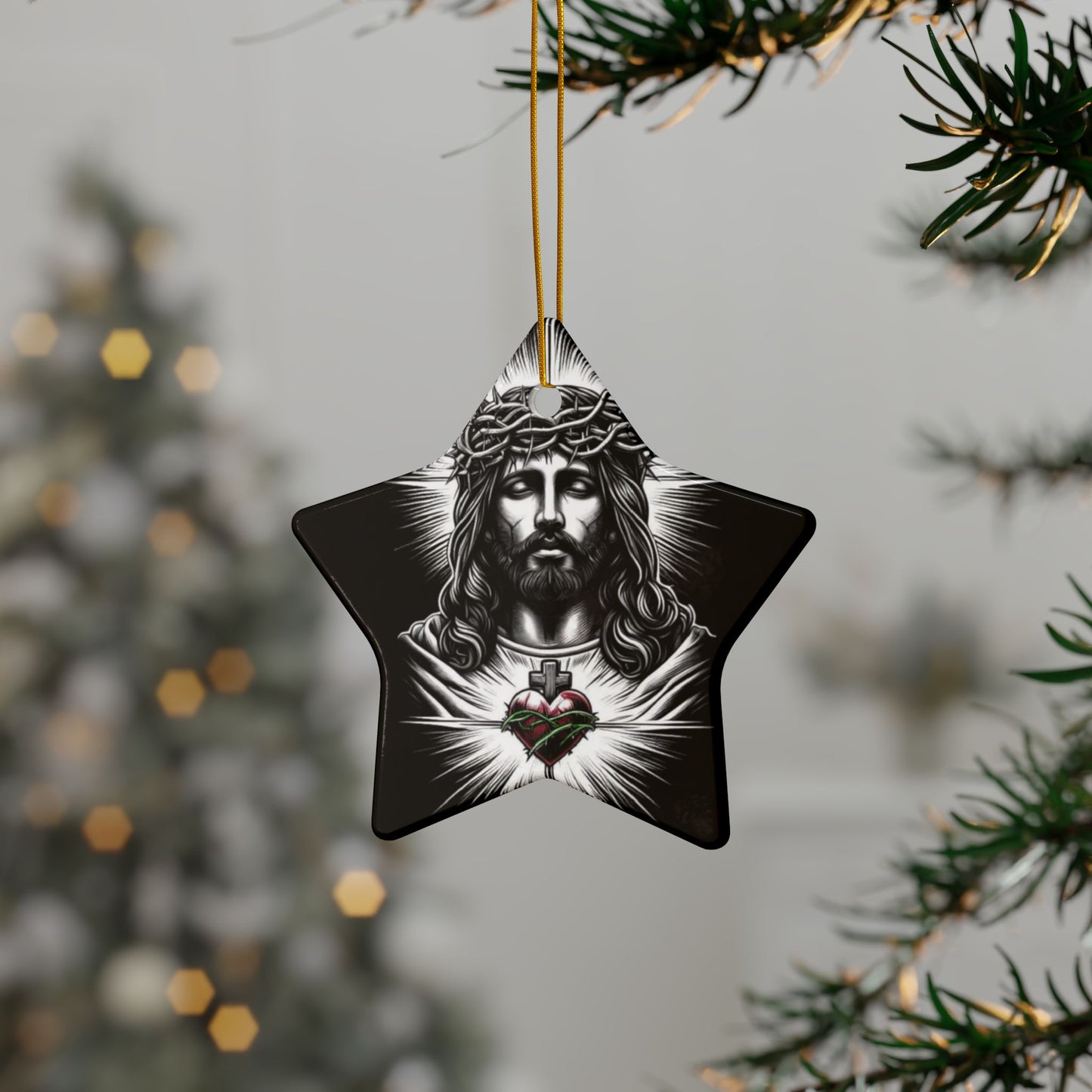 Jesus Christ Spiritual Decorative Ornaments, Double-Sided Ceramic Ornaments for Christmas, Holiday Decor, Unique Gift Idea, Religious Gifts