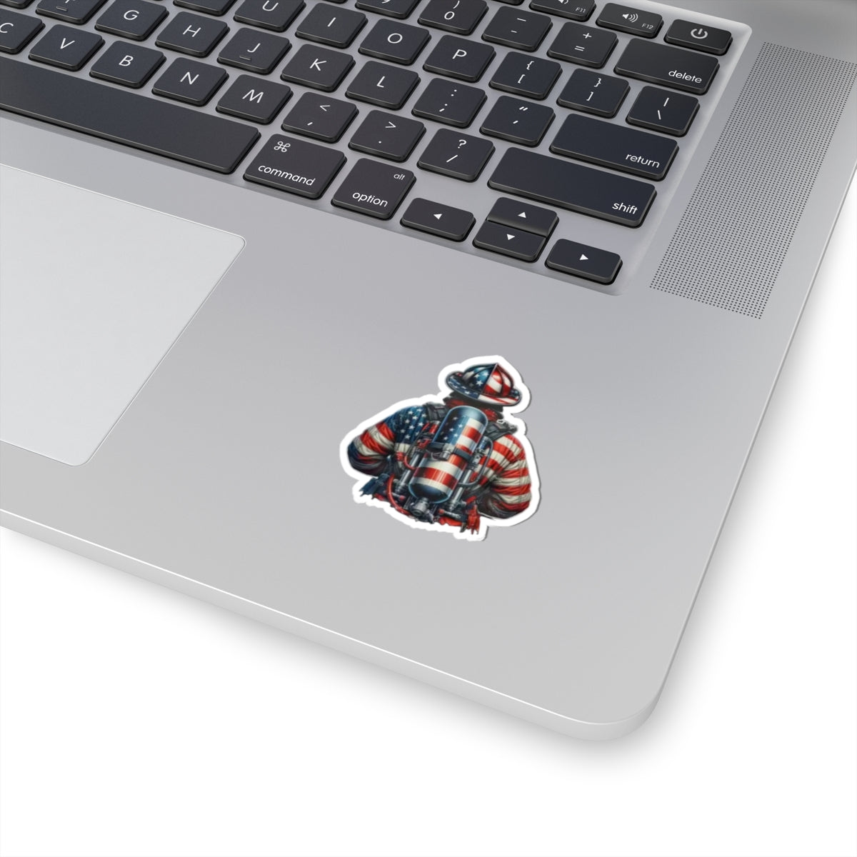 Patriotic Firefighter Sticker | American Flag Kiss-Cut Stickers | Laptop Decal, USA Pride, Firefighter Gift, Home Decor, 4th of July