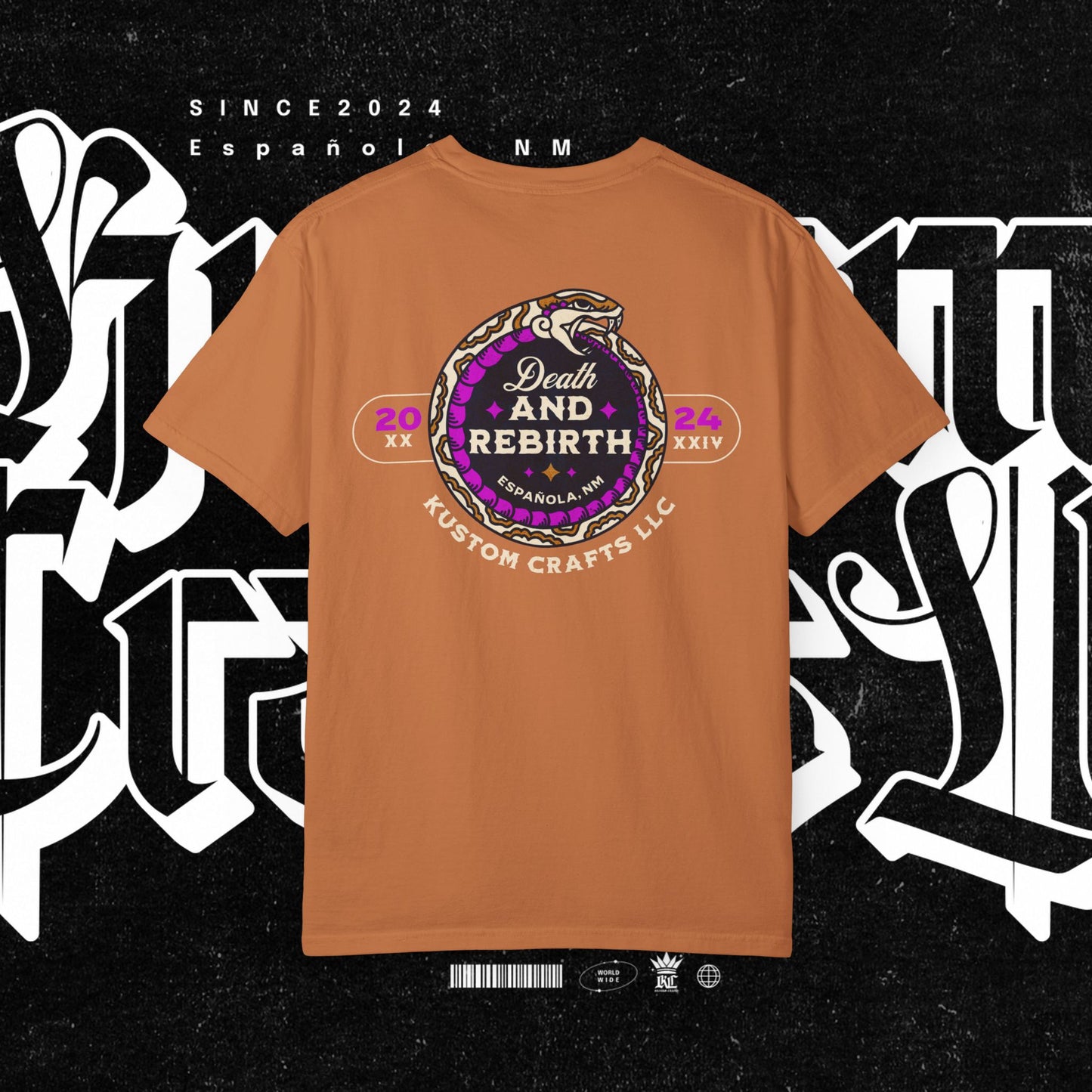 Death and Rebirth Bright Purple/Pink Snake Graphic Tee, Death Rebirth Unisex T-shirt, Streetwear Alternative Fashion, Serpent Design Shirt, Edgy Clothing
