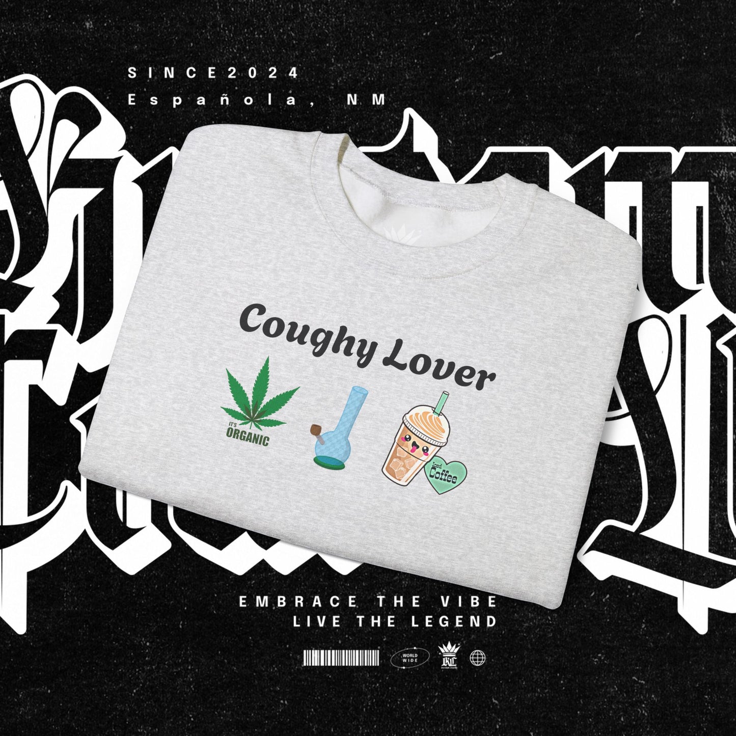 Coughy Lover Crewneck Sweatshirt | Cozy Pullover for Cannabis Enthusiasts, Gift for Holidays, Casual Wear, Trendy Sweatshirt