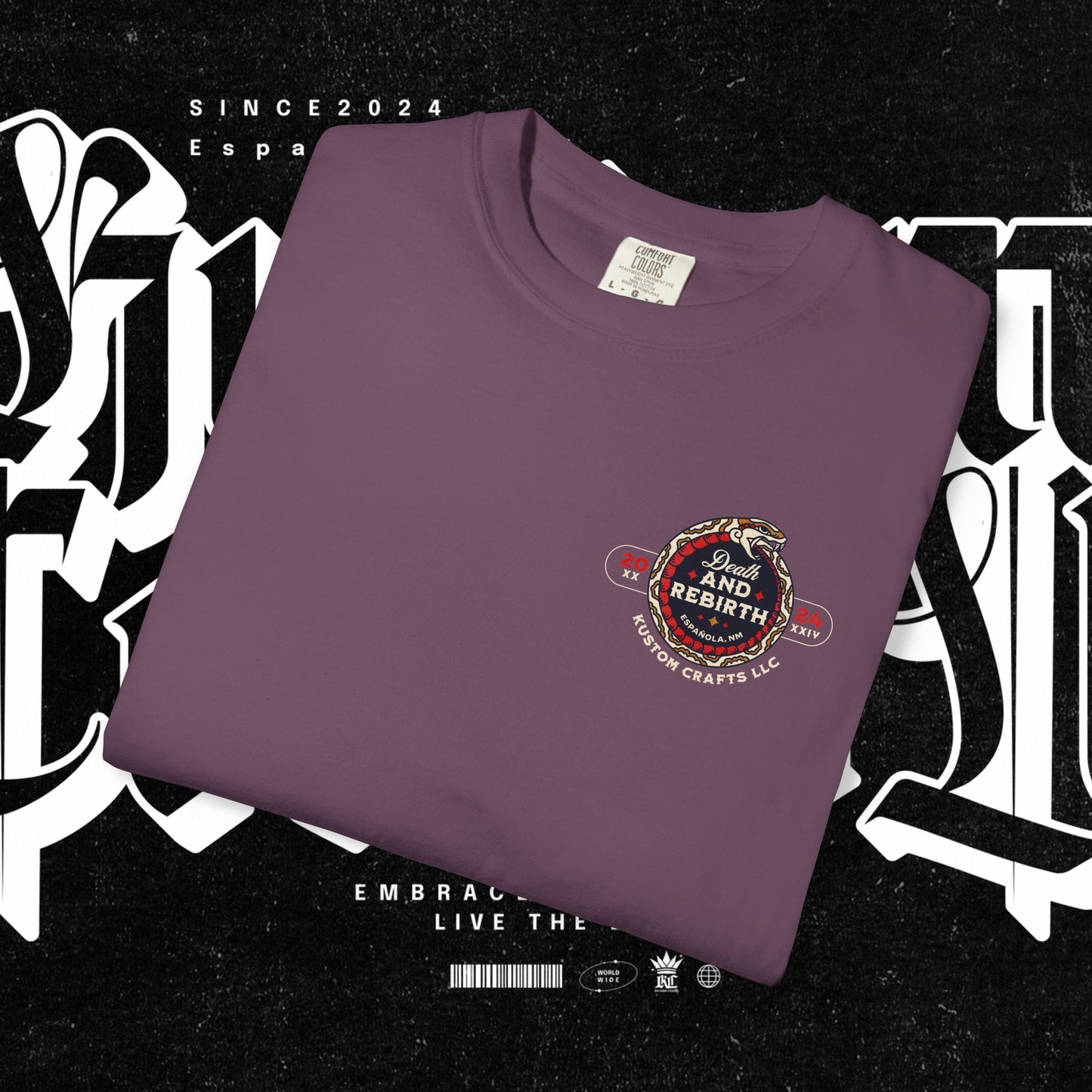 Death and Rebirth Red Snake Graphic Tee, Death Rebirth Unisex T-shirt, Streetwear Alternative Fashion, Serpent Design Shirt, Edgy Clothing