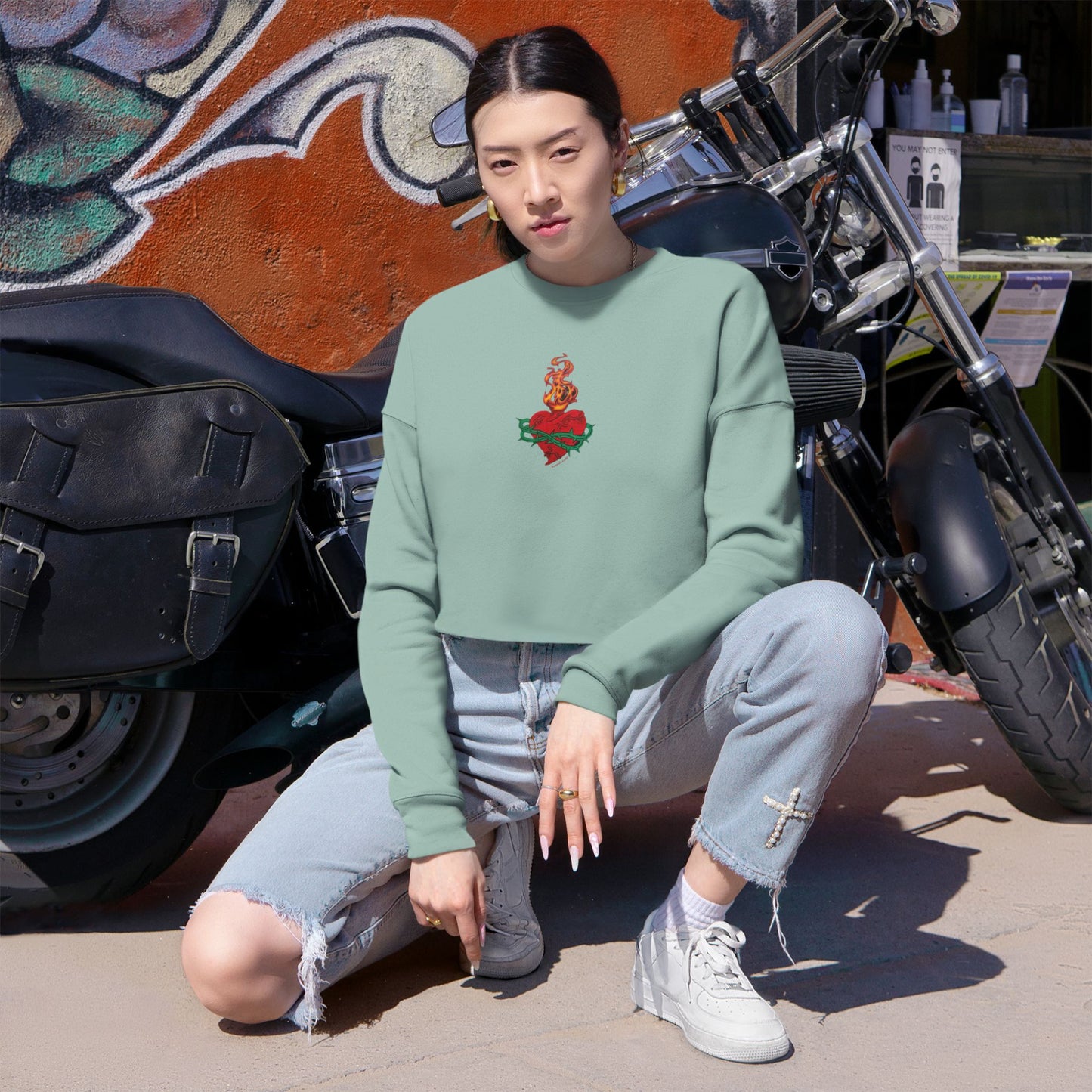 Sacred Heart Cropped Sweatshirt