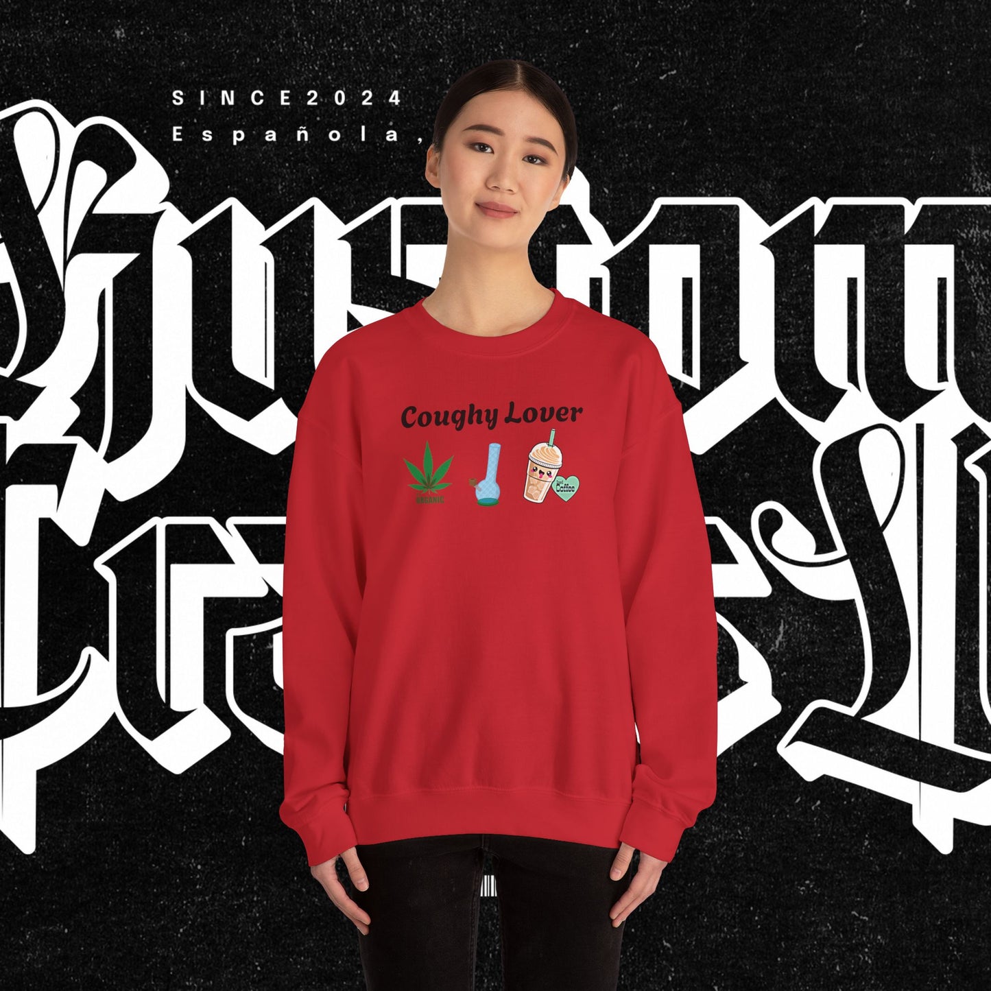Coughy Lover Crewneck Sweatshirt | Cozy Pullover for Cannabis Enthusiasts, Gift for Holidays, Casual Wear, Trendy Sweatshirt