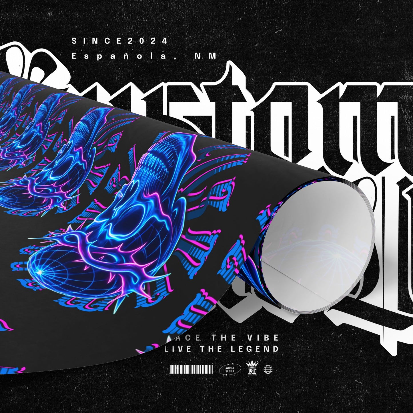 Wrapping Papers Crown of Thorns Skull Neon Design