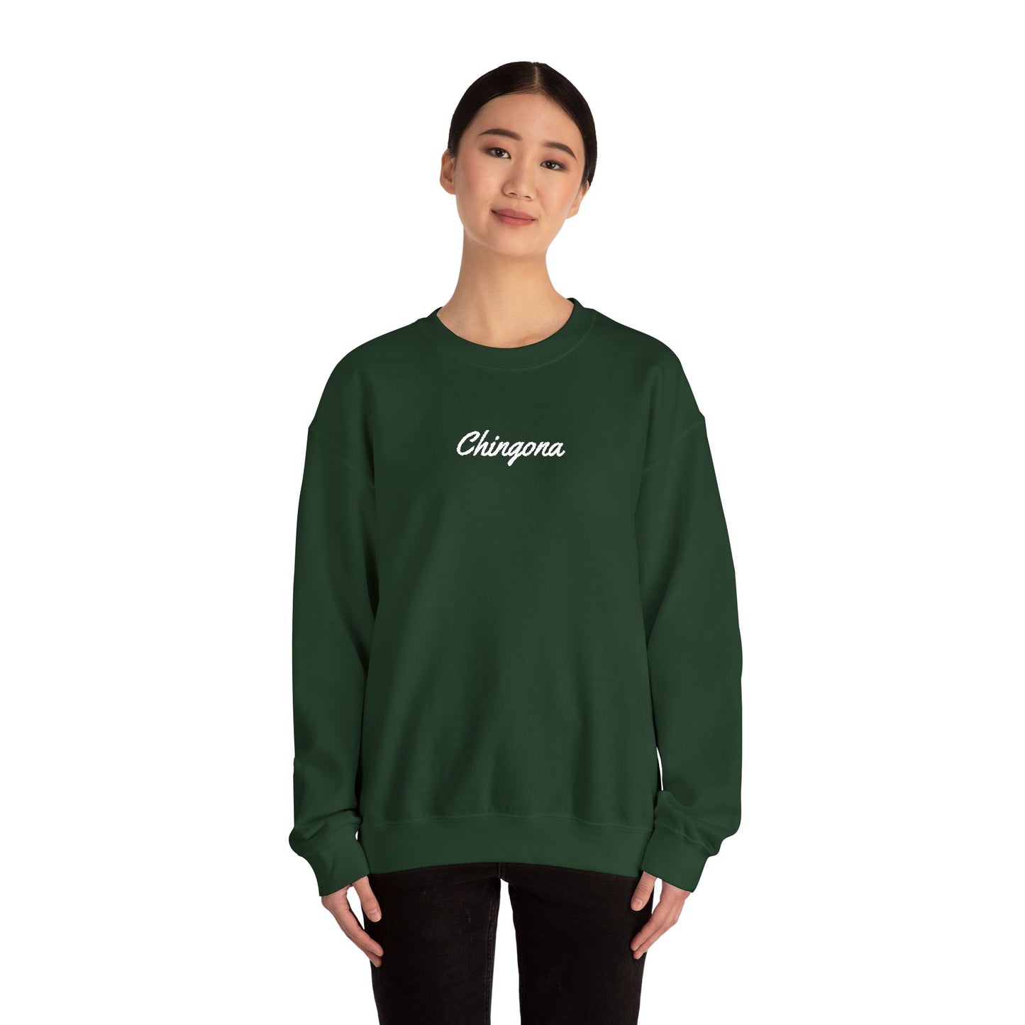 Chingona Embroidery  Heavy Blend Crewneck Sweatshirt