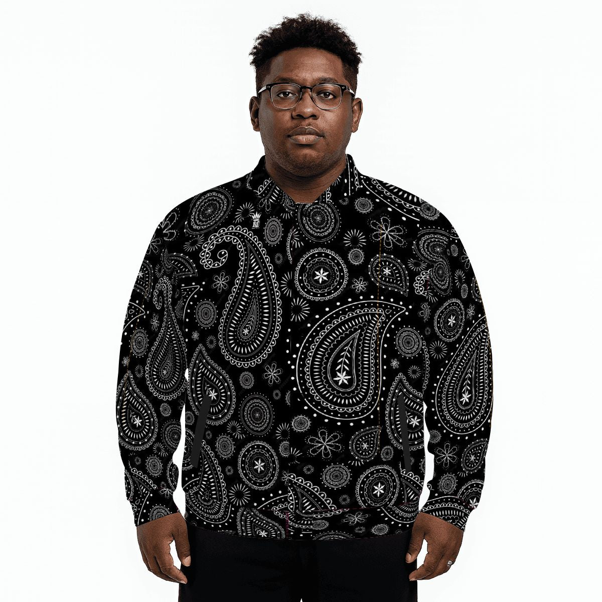 Button-up Baseball Jacket - Bandana Pattern