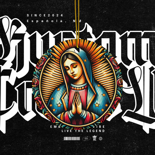 Virgin De Guadalupe Vibrant Ceramic Ornaments - Unique Two-Sided Holiday Decor, Beautiful Gifts for Christmas, Housewarming, and Religious Celebrations.