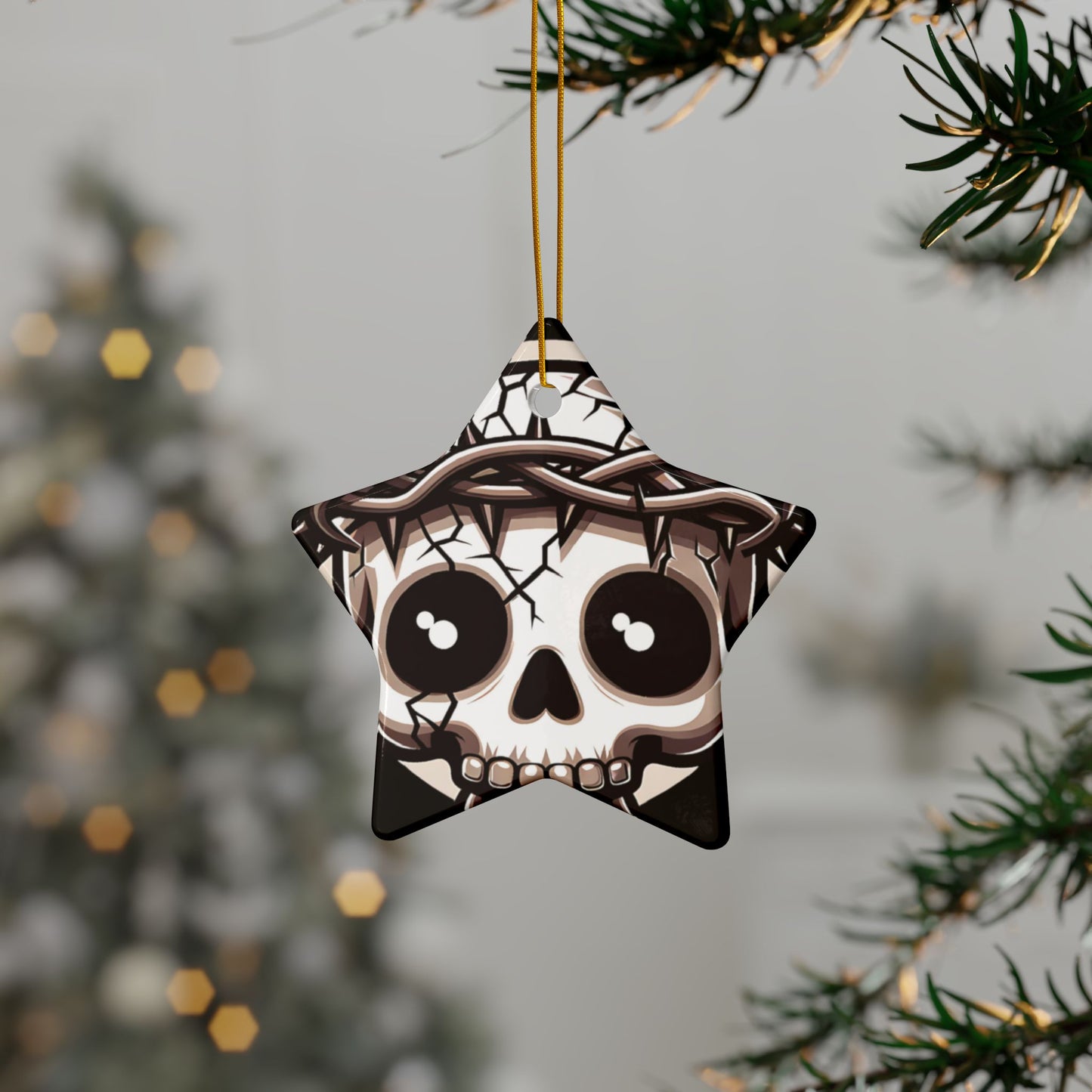 Jesus Skull Themed Decorative Ceramic Ornaments, Unique Home Decor, Gothic Holiday Decor, Halloween Gifts, Double-Sided Design, 1pc, 3pcs, [...]