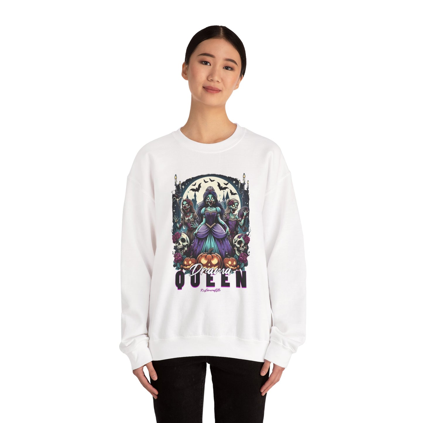 Drama Gothic Queen Sweatshirt - Unisex Heavy Blend Crewneck, Halloween Apparel, Dark Aesthetic Clothing, Edgy Gift for Her, Cozy Sweatshirt