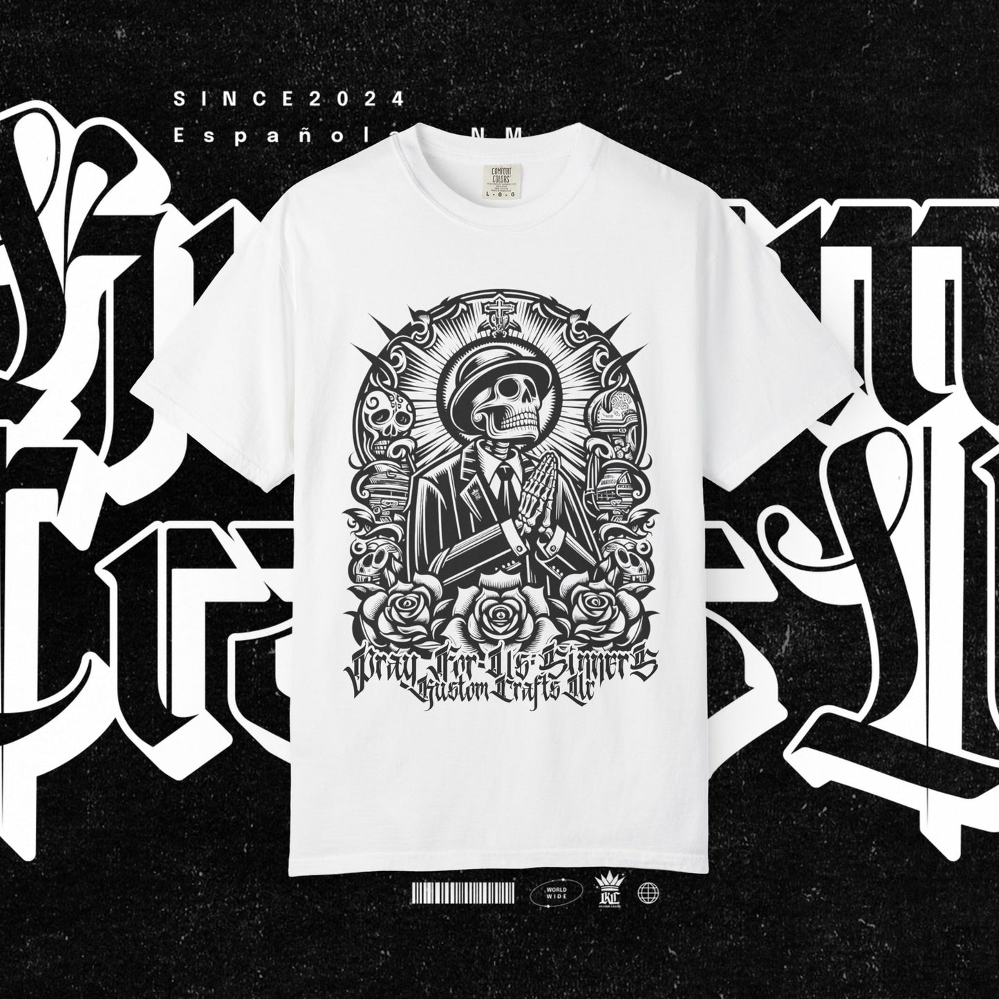 Pray for us sinners Unisex T-shirt, Kustom Crafts LLC Streetwear Tee, Religious Graphic Shirt, Men's Women's Apparel, Trendy Fashion Top