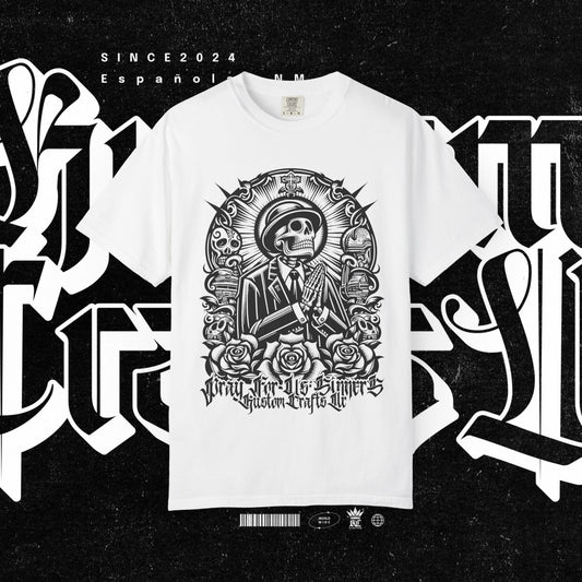 Pray for us sinners Unisex T-shirt, Kustom Crafts LLC Streetwear Tee, Religious Graphic Shirt, Men's Women's Apparel, Trendy Fashion Top