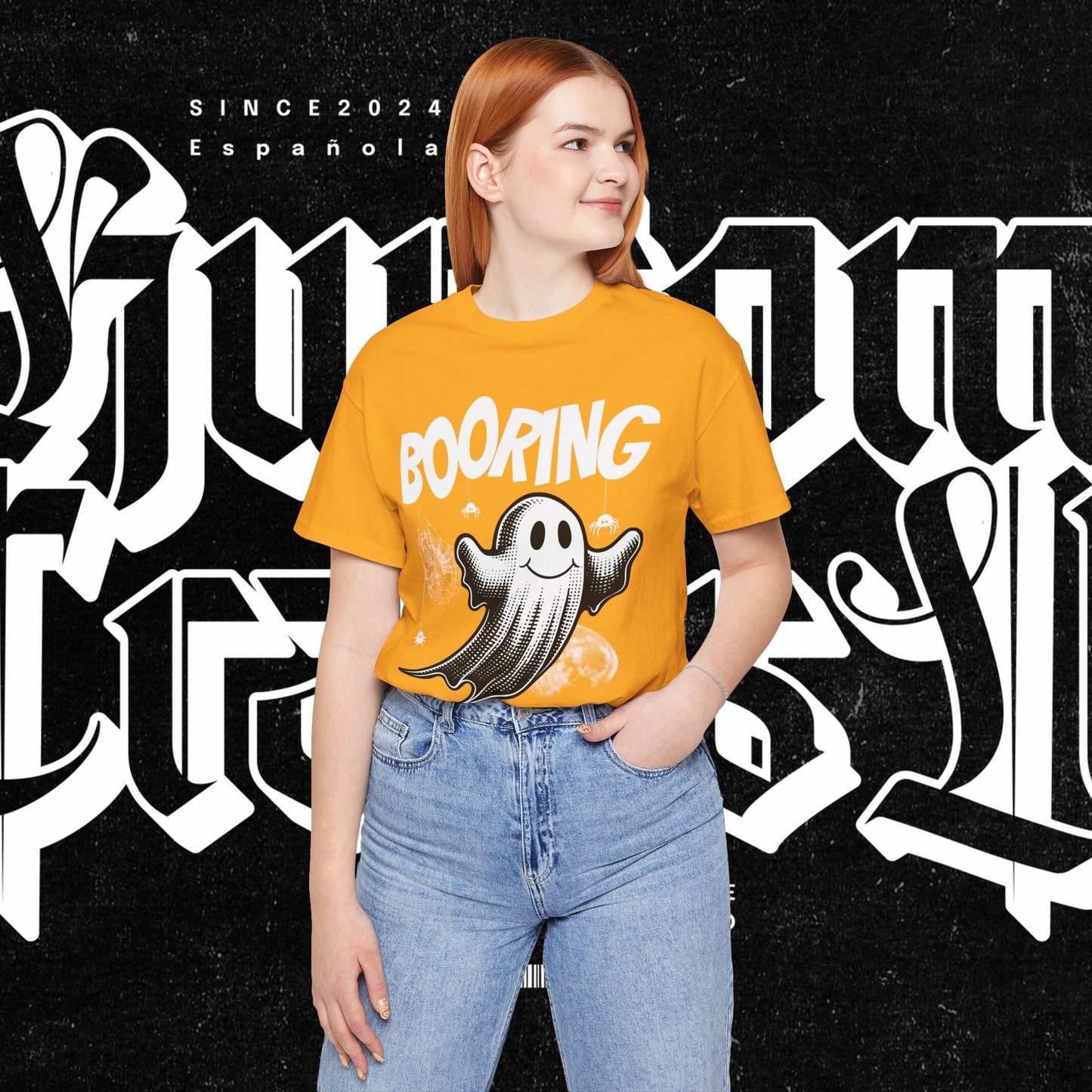 Ghostly Boo-Ring Fun Tee - Spooky Vibes, Perfect for Halloween, Casual Wear, Gift for Ghost Lovers, Graphic Tee, Trendy Outfit