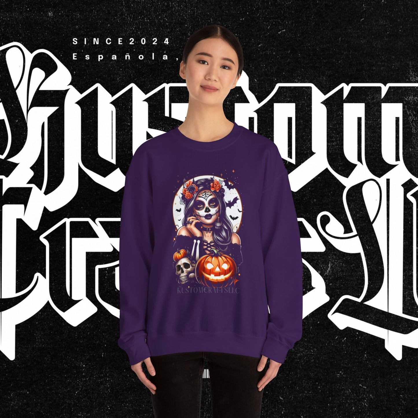Halloween Vibes Crewneck Sweatshirt, Spooky Sweatshirt, Skull Sweatshirt, Pumpkin Sweatshirt, Autumn Style, Unisex Gift