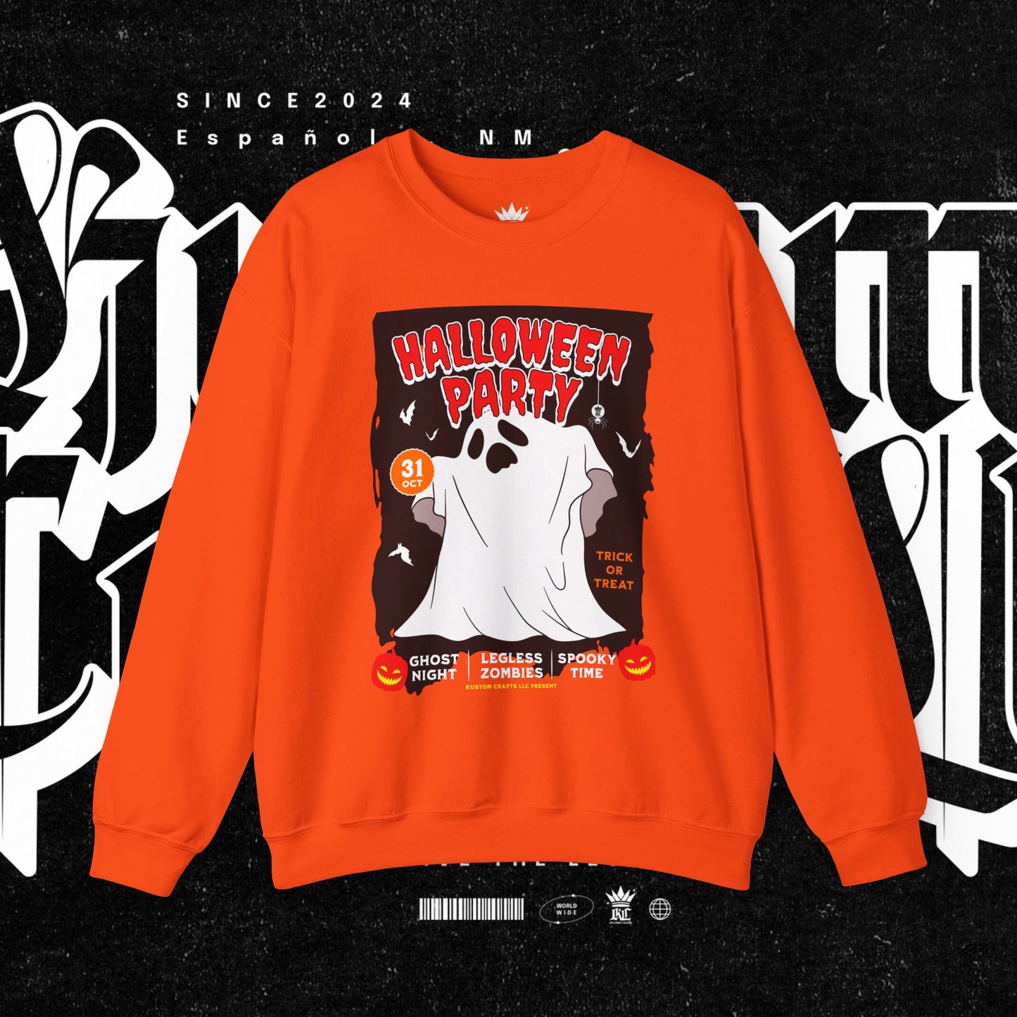 Halloween Party Sweatshirt, Spooky Season Apparel, Ghost Design Crewneck, Unisex Halloween Gift, Cozy Fall Fashion