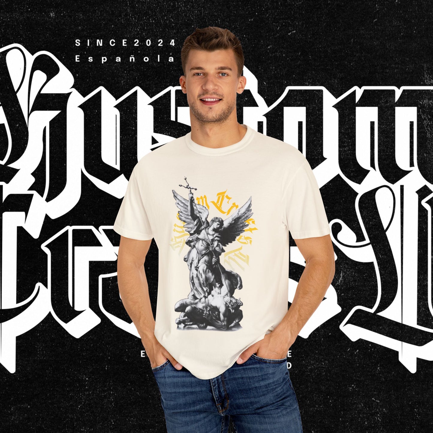 Saint Micheal Vintage-Inspired Graphic T-Shirt featuring Angel Design, Perfect for Casual Wear, Gift for Art Lovers, Streetwear Essential, Unisex Tee