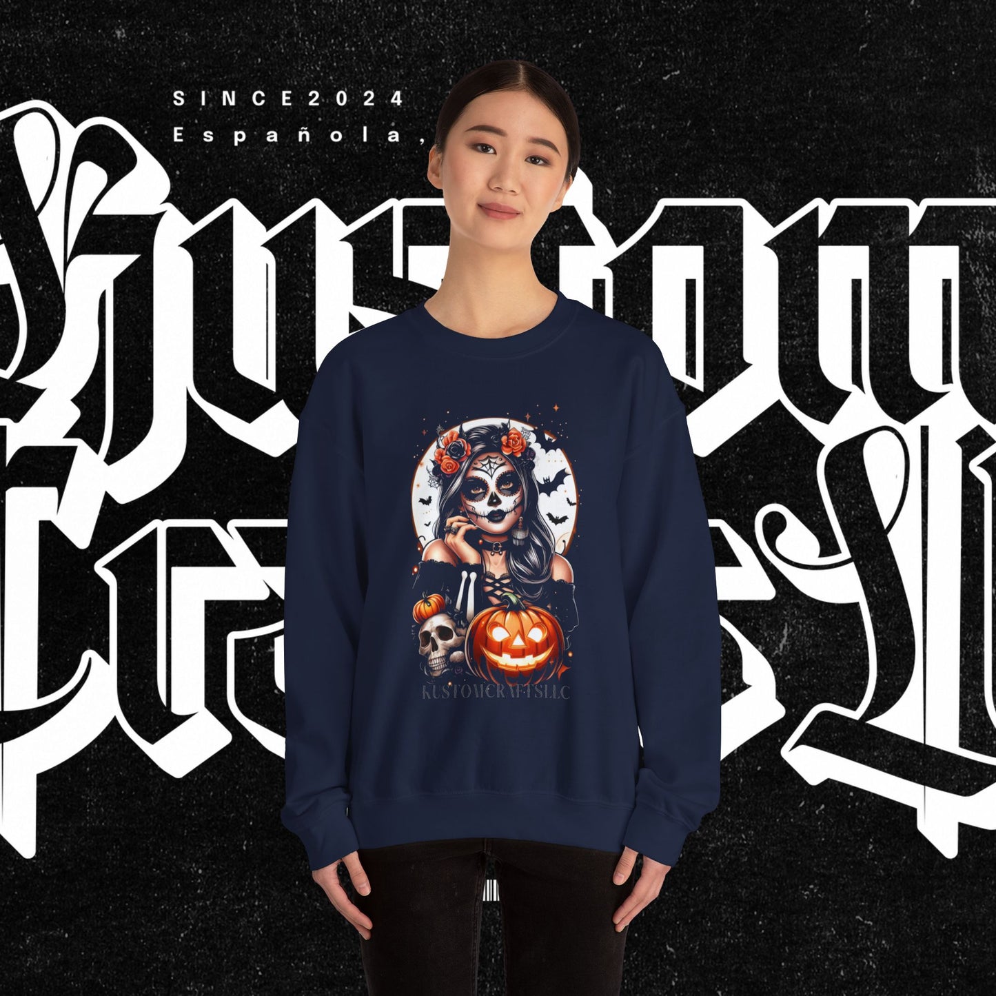 Halloween Vibes Crewneck Sweatshirt, Spooky Sweatshirt, Skull Sweatshirt, Pumpkin Sweatshirt, Autumn Style, Unisex Gift