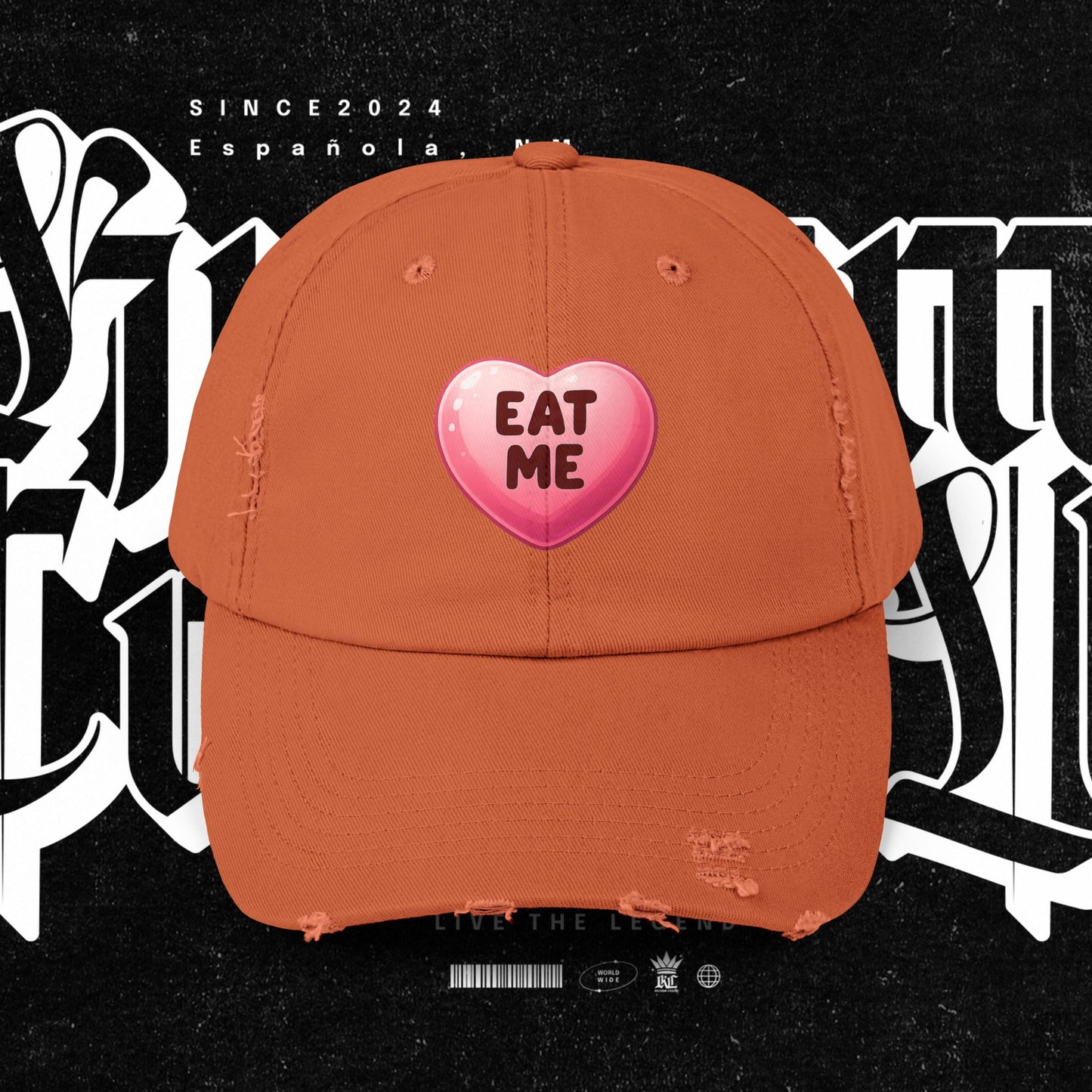 Eat Me Distressed Cap - Fun Accessory for All, Playful Style, Casual Wear, Gift for Friends, Trendy Summer Hat