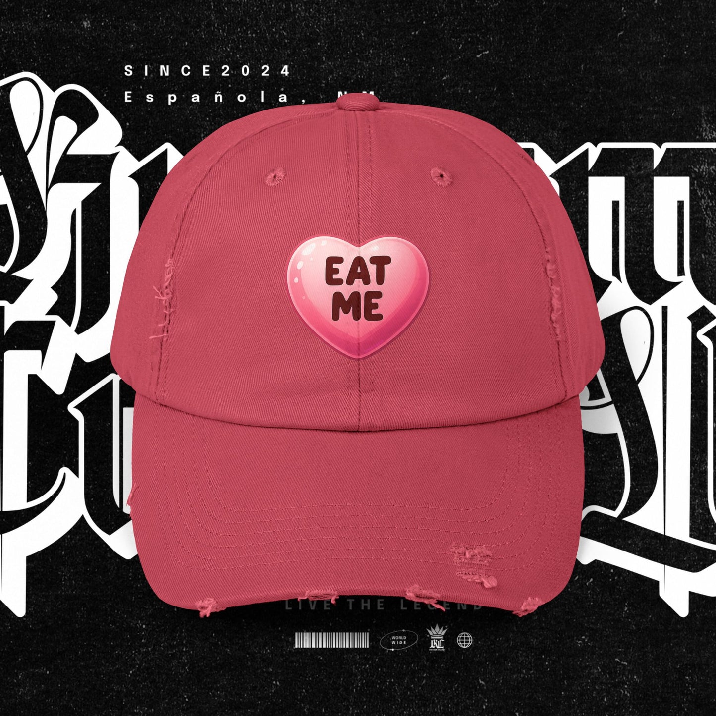 Eat Me Distressed Cap - Fun Accessory for All, Playful Style, Casual Wear, Gift for Friends, Trendy Summer Hat