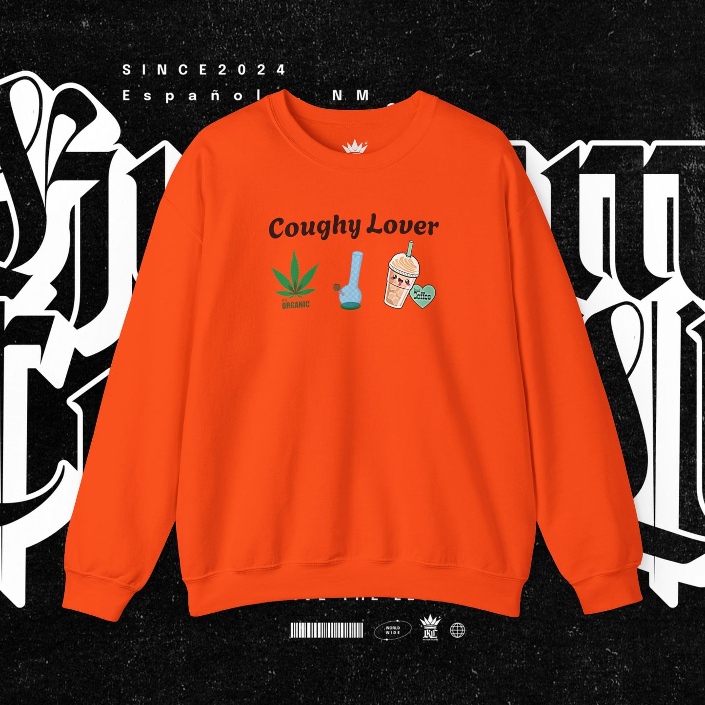 Coughy Lover Crewneck Sweatshirt | Cozy Pullover for Cannabis Enthusiasts, Gift for Holidays, Casual Wear, Trendy Sweatshirt