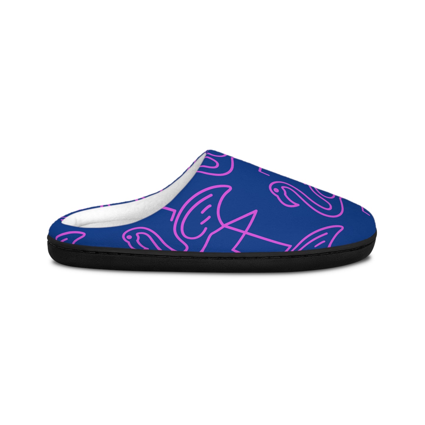 Stylish Flannel Fleece Indoor Slippers for Men with Flamingo Design, Cozy House Shoes, Gift for Him, Lounge Slippers, Unique Home Footwear