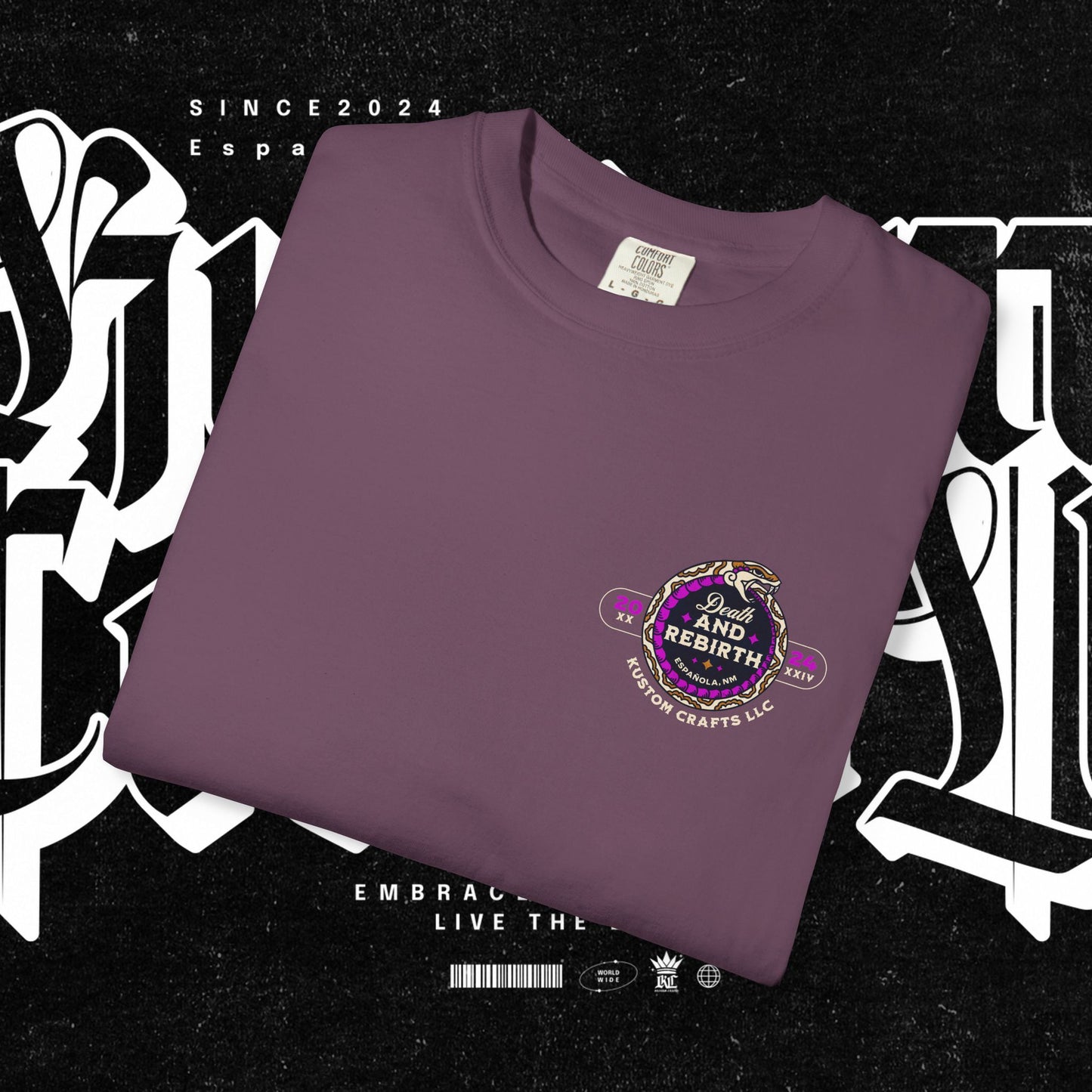 Death and Rebirth Bright Purple/Pink Snake Graphic Tee, Death Rebirth Unisex T-shirt, Streetwear Alternative Fashion, Serpent Design Shirt, Edgy Clothing