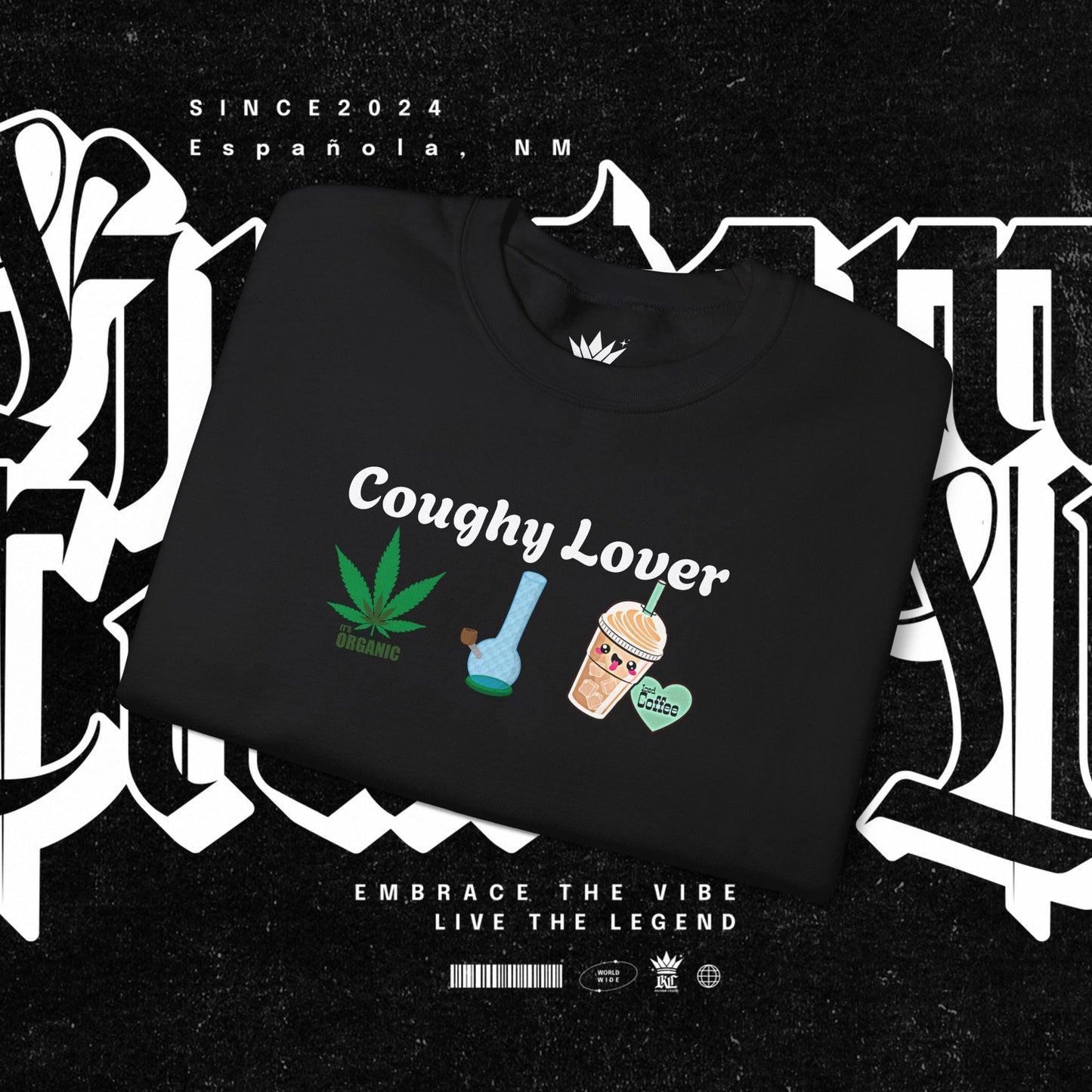 Coughy Lover Crewneck Sweatshirt | Cozy Pullover for Cannabis Enthusiasts, Gift for Holidays, Casual Wear, Trendy Sweatshirt