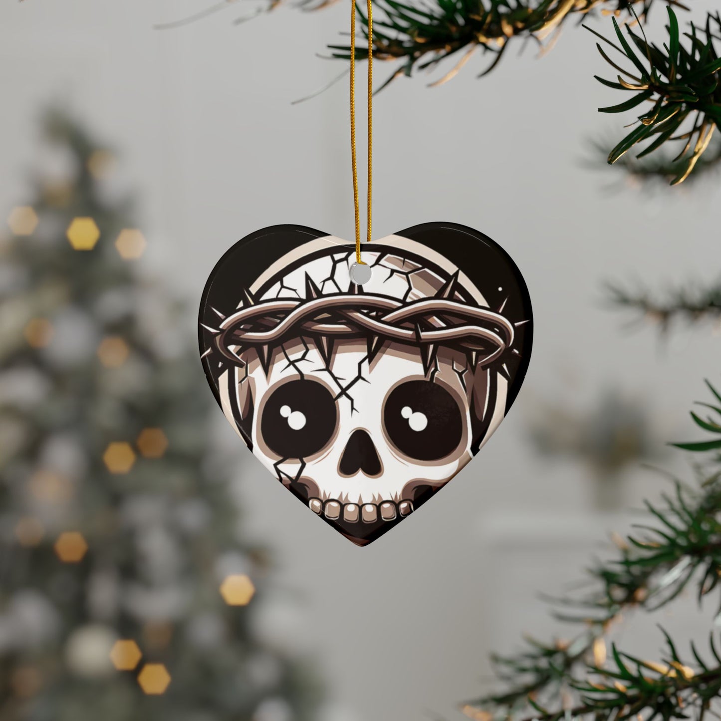 Jesus Skull Themed Decorative Ceramic Ornaments, Unique Home Decor, Gothic Holiday Decor, Halloween Gifts, Double-Sided Design, 1pc, 3pcs, [...]