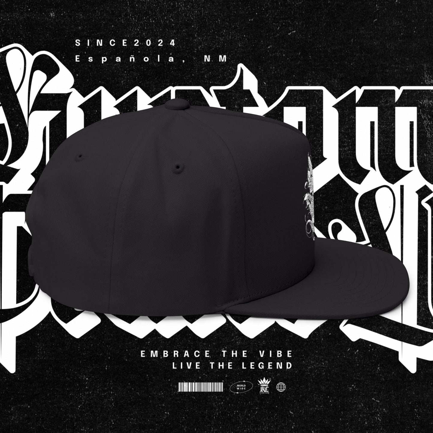Embroidered Flat Bill Cap - Love Life Graffiti Style Hat