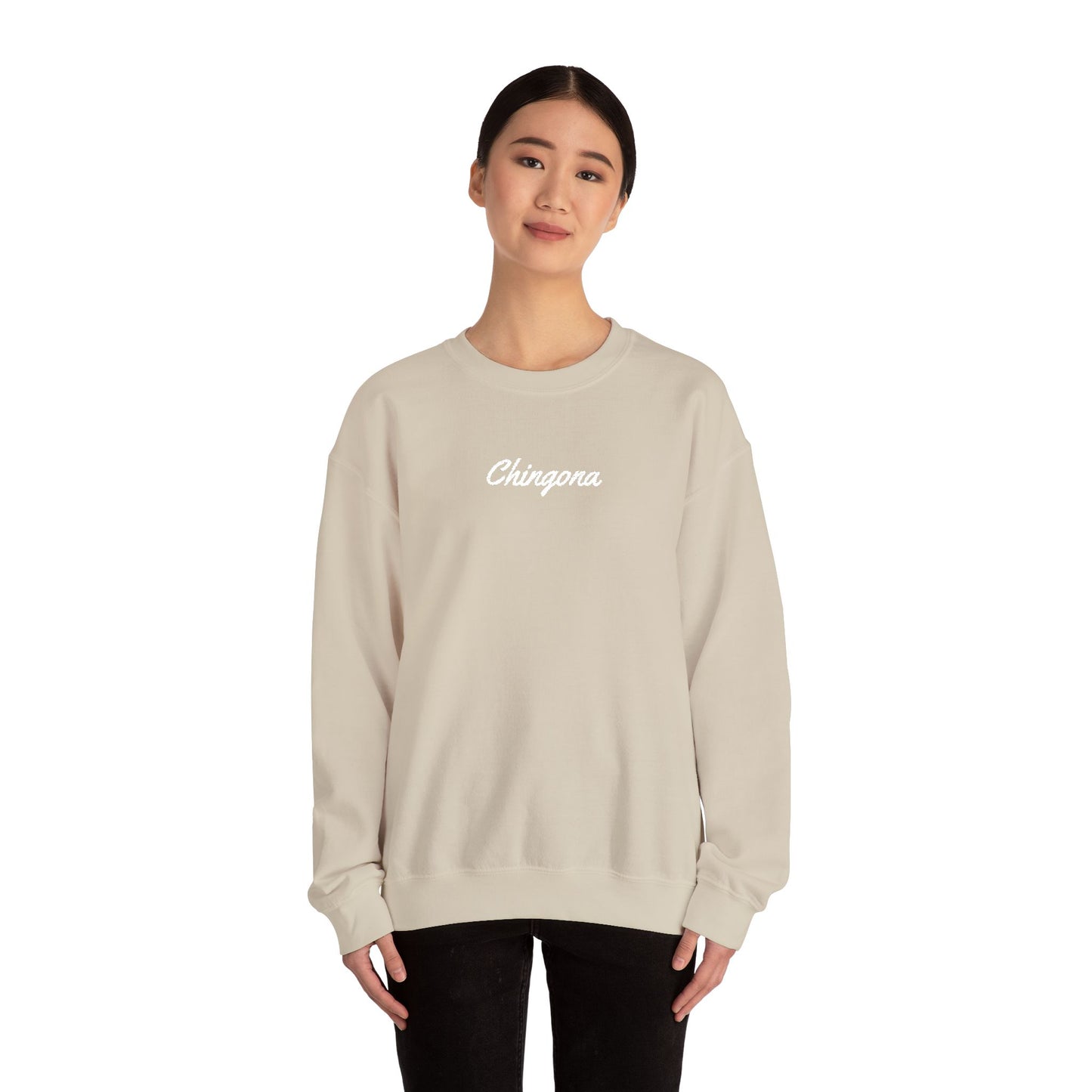 Chingona Embroidery  Heavy Blend Crewneck Sweatshirt