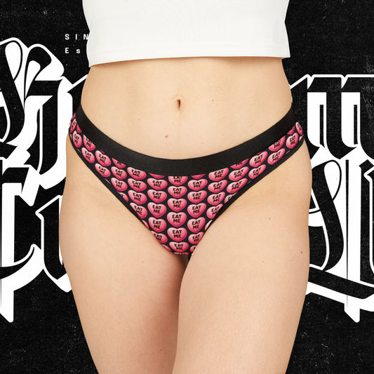 Eat Me (BLACK) Heart-Candy Design - Women's Thong