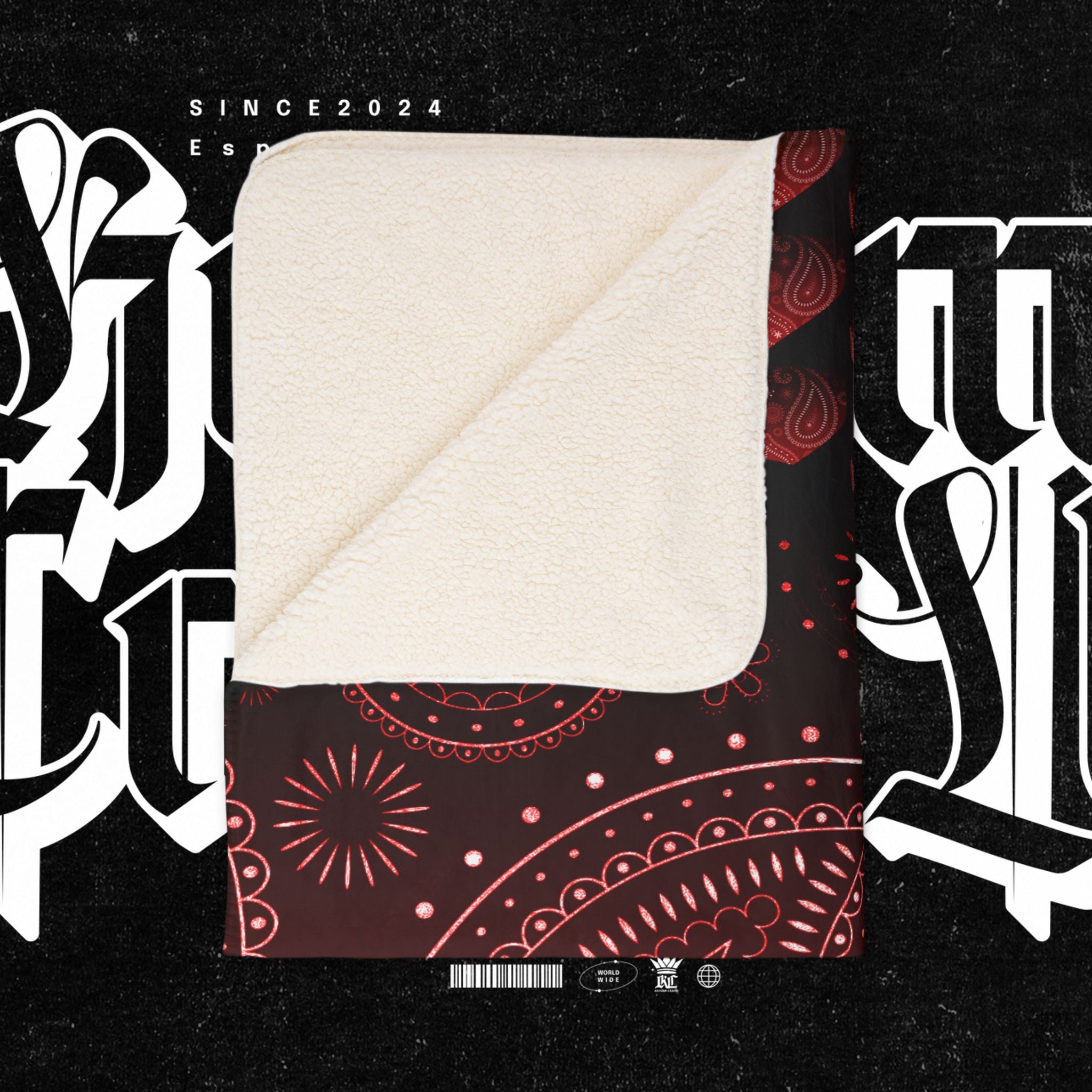 Valentine Heart Bandana Fleece Sherpa Blanket