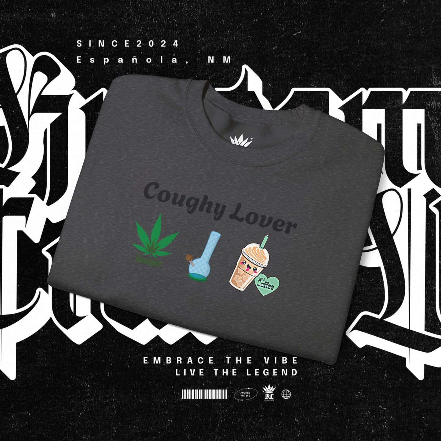 Coughy Lover Crewneck Sweatshirt | Cozy Pullover for Cannabis Enthusiasts, Gift for Holidays, Casual Wear, Trendy Sweatshirt