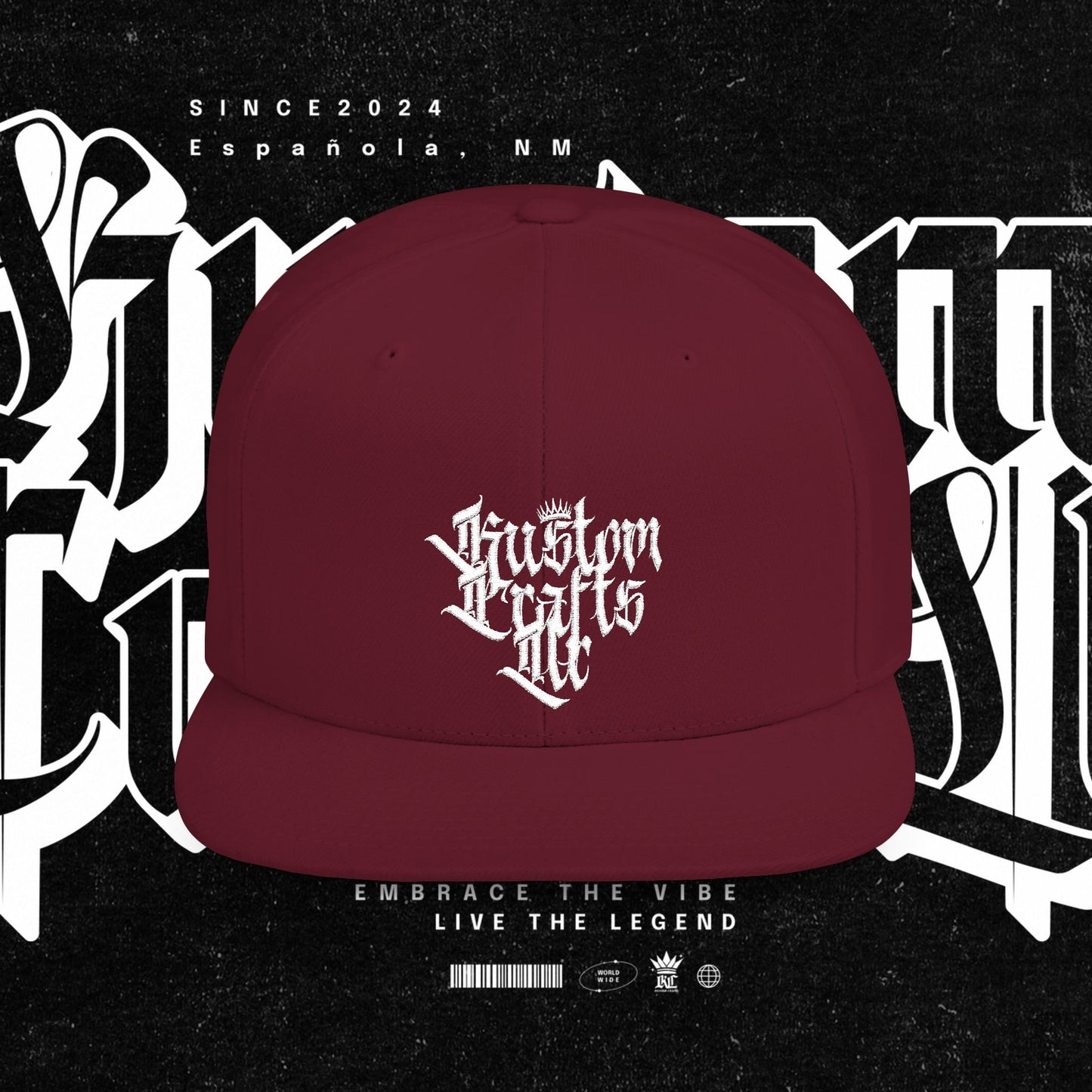 Custom Flat Bill Snapback Hat | Embrace the Vibe, Live the Legend | Perfect for Streetwear, Festivals, Casual Outings, Gifts