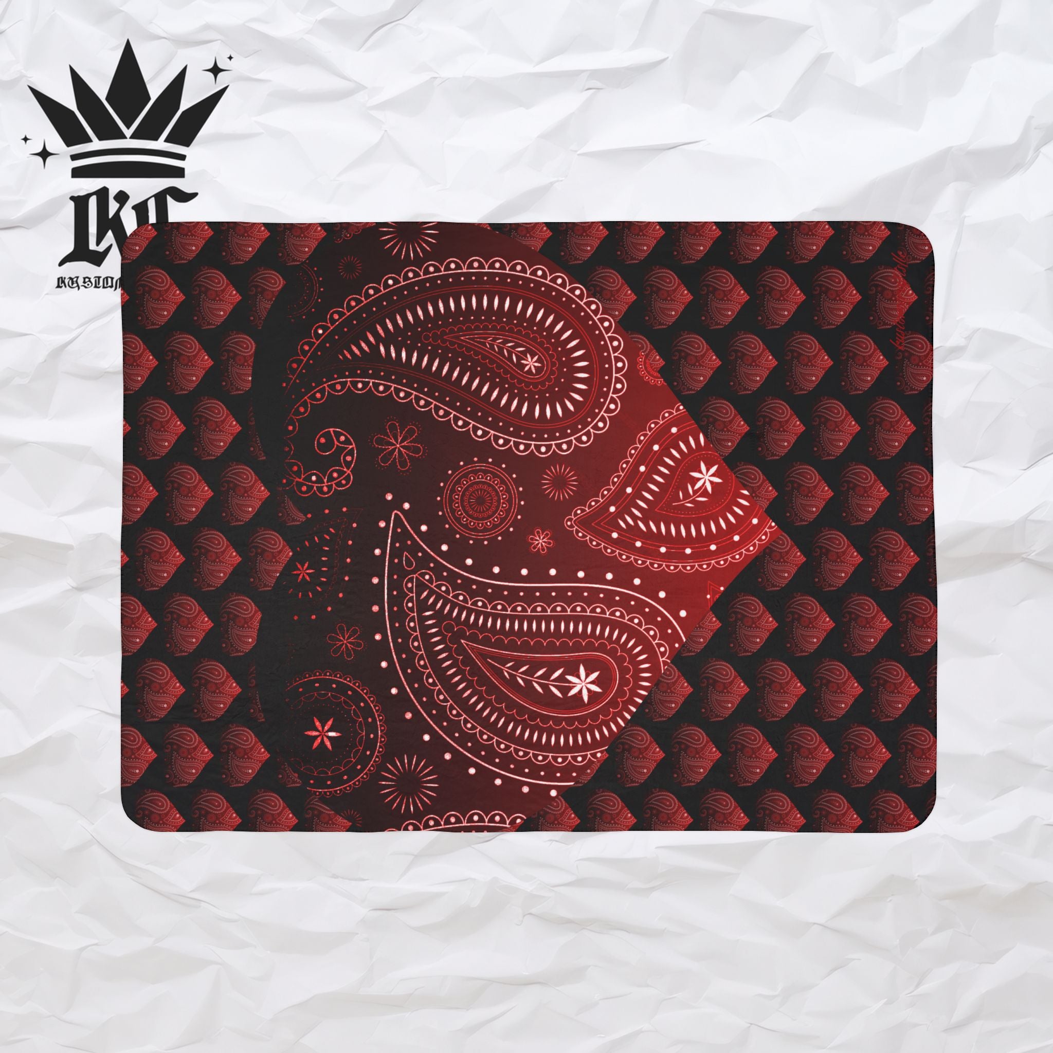 Valentine Heart Bandana Fleece Sherpa Blanket