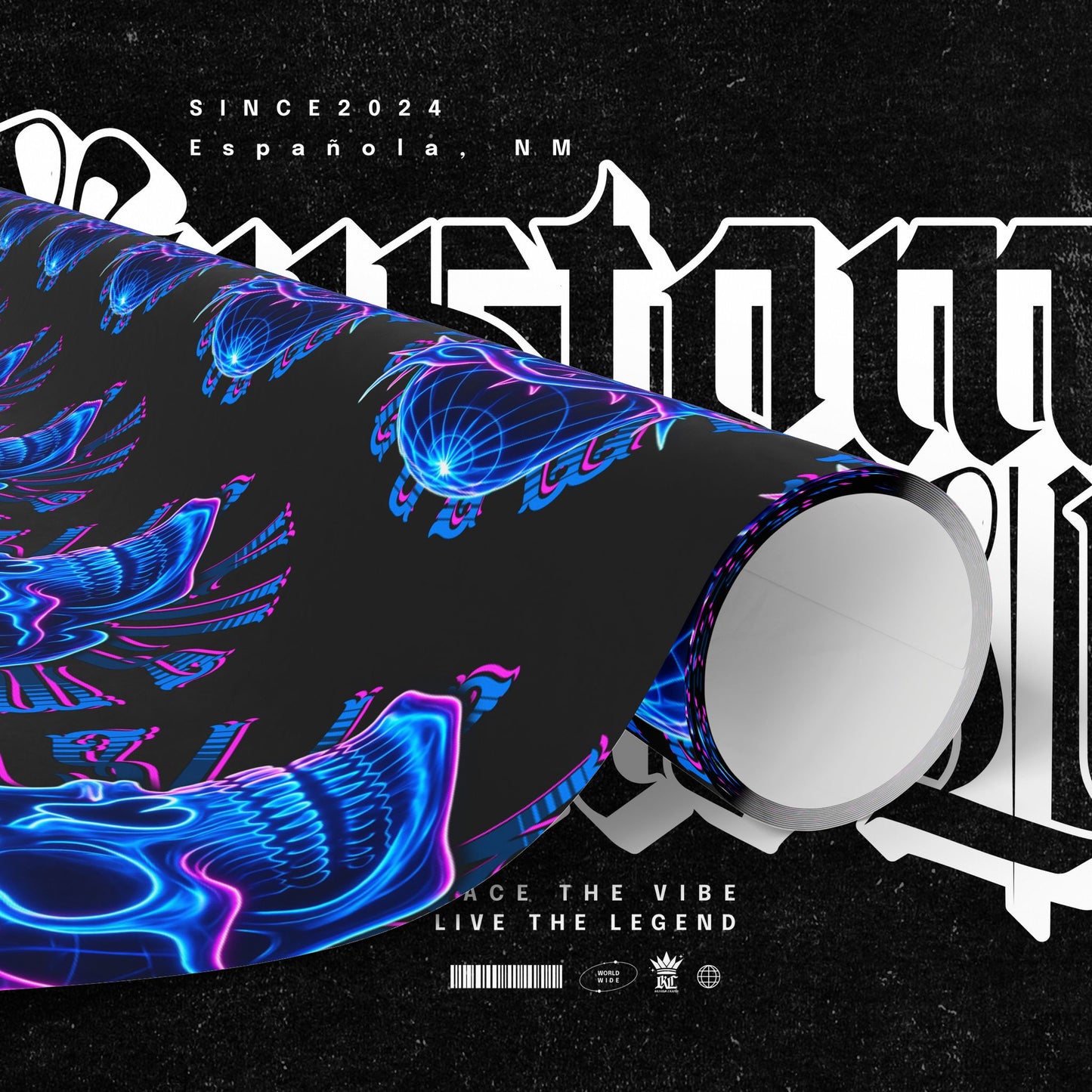 Wrapping Papers Crown of Thorns Skull Neon Design