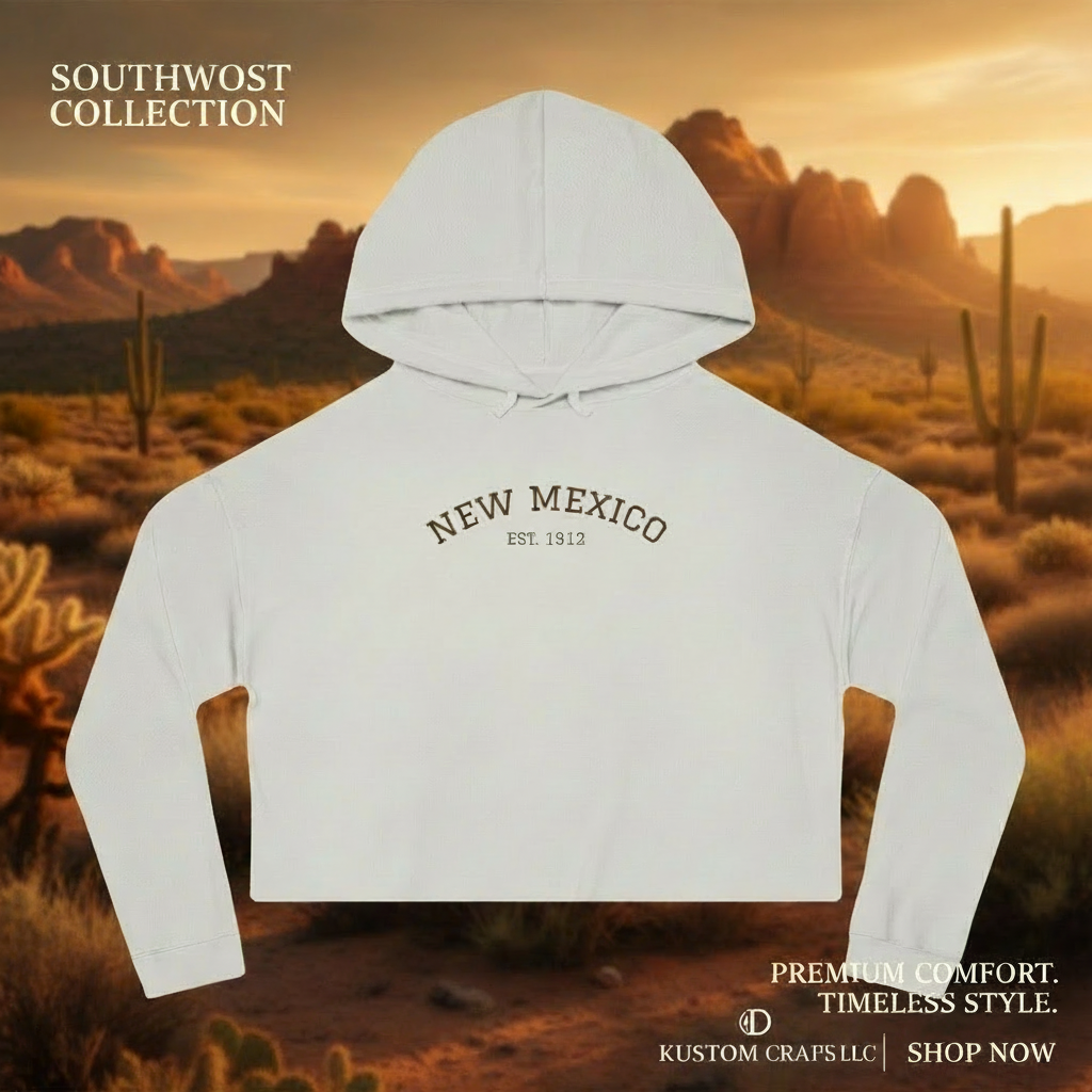 New Mexico Cropped Women's Hooded Sweatshirt