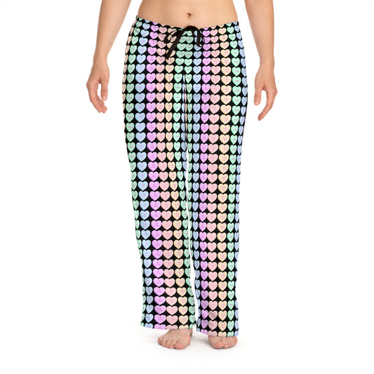 Cute Heart Print Women's Pajama Pants, Cozy Sleepwear, Loungewear, Gift for Her, Valentine's Day, Comfortable Nightwear