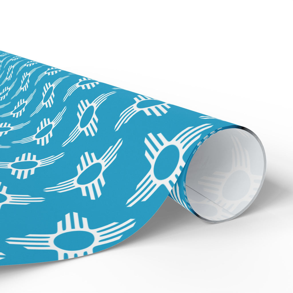 Zia Sun Pattern Wrapping Paper | Turquoise Southwestern Gift Wrap