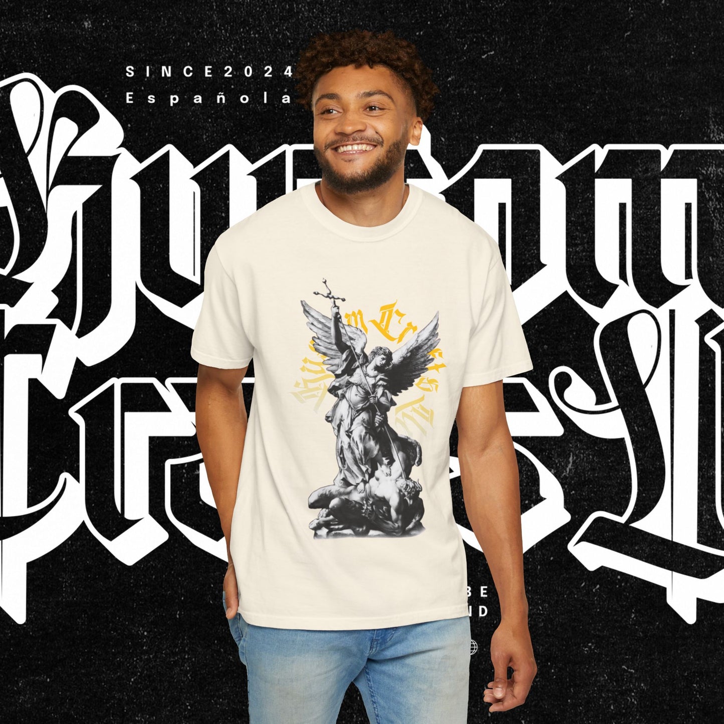 Saint Micheal Vintage-Inspired Graphic T-Shirt featuring Angel Design, Perfect for Casual Wear, Gift for Art Lovers, Streetwear Essential, Unisex Tee