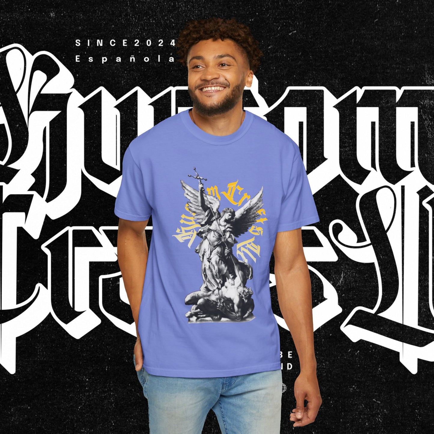 Saint Micheal Vintage-Inspired Graphic T-Shirt featuring Angel Design, Perfect for Casual Wear, Gift for Art Lovers, Streetwear Essential, Unisex Tee