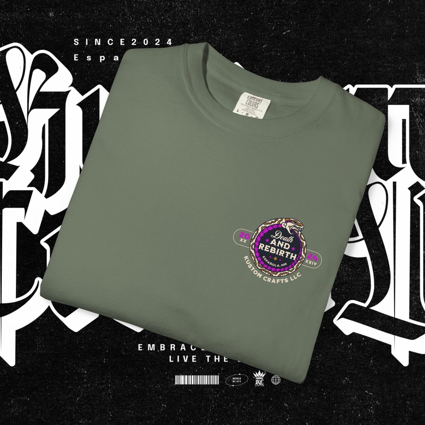 Death and Rebirth Bright Purple/Pink Snake Graphic Tee, Death Rebirth Unisex T-shirt, Streetwear Alternative Fashion, Serpent Design Shirt, Edgy Clothing