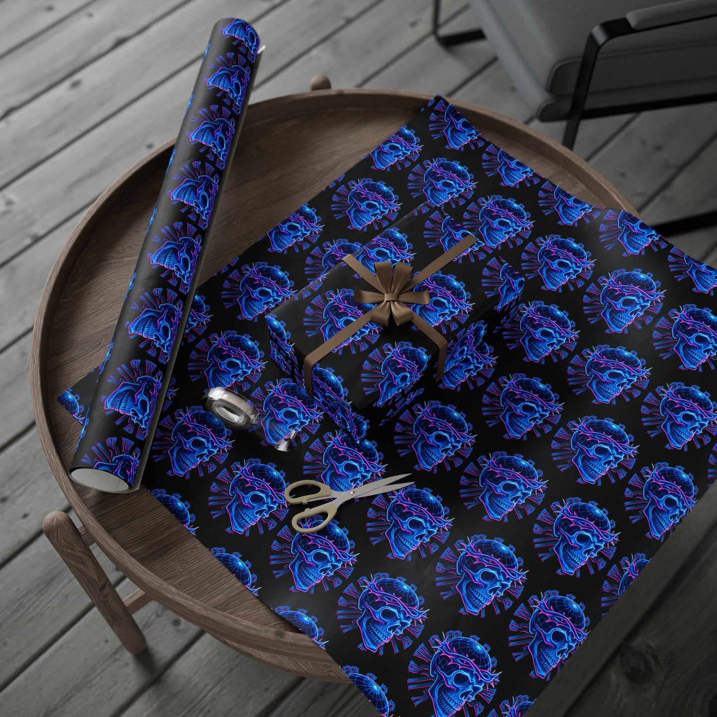 Wrapping Papers Crown of Thorns Skull Neon Design