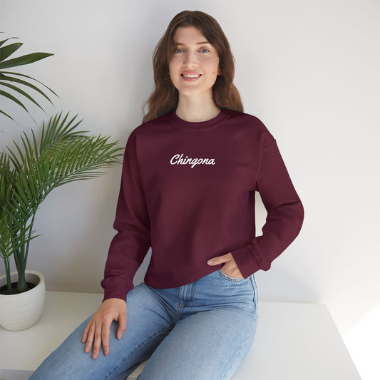 Chingona Embroidery  Heavy Blend Crewneck Sweatshirt