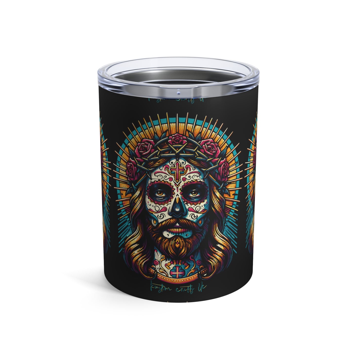 Jesucristo Day of the Dead Tumbler, Artistic 10oz Mug, Day of the Dead Drinkware, Halloween Gift, Colorful Travel Tumbler, Unique Home Decor